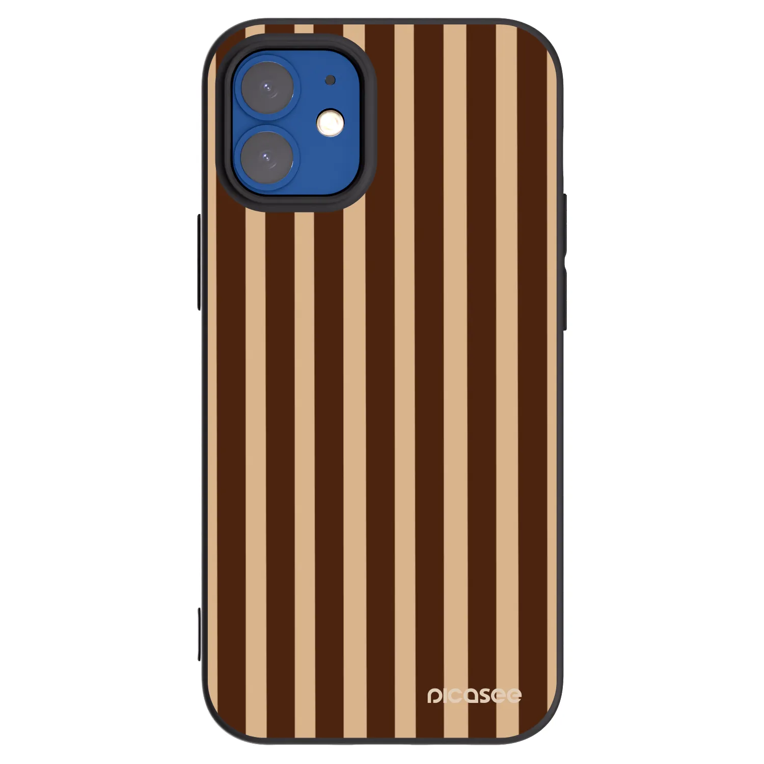 Picasee silikónový čierny obal pre Apple iPhone 12 mini - Brown lines
