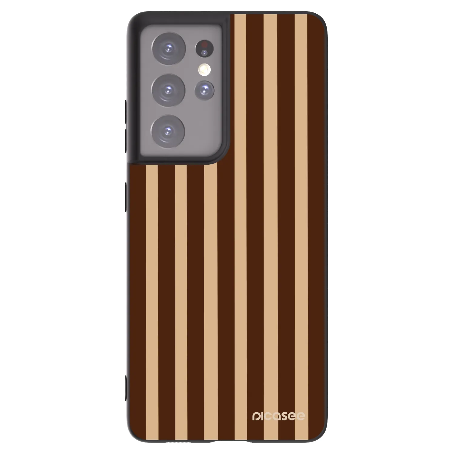 Picasee silikónový čierny obal pre Samsung Galaxy S21 Ultra 5G G998B - Brown lines