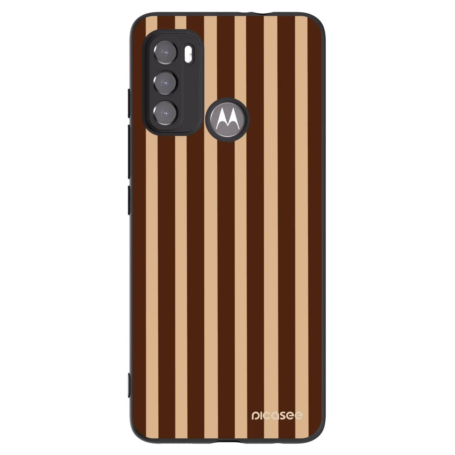 Picasee silikónový čierny obal pre Motorola Moto G60 - Brown lines