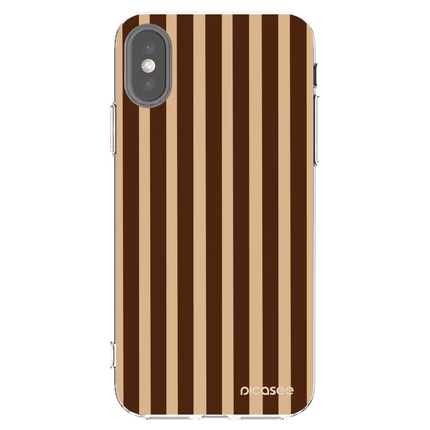 Picasee silikónový prehľadný obal pre Apple iPhone X/XS - Brown lines