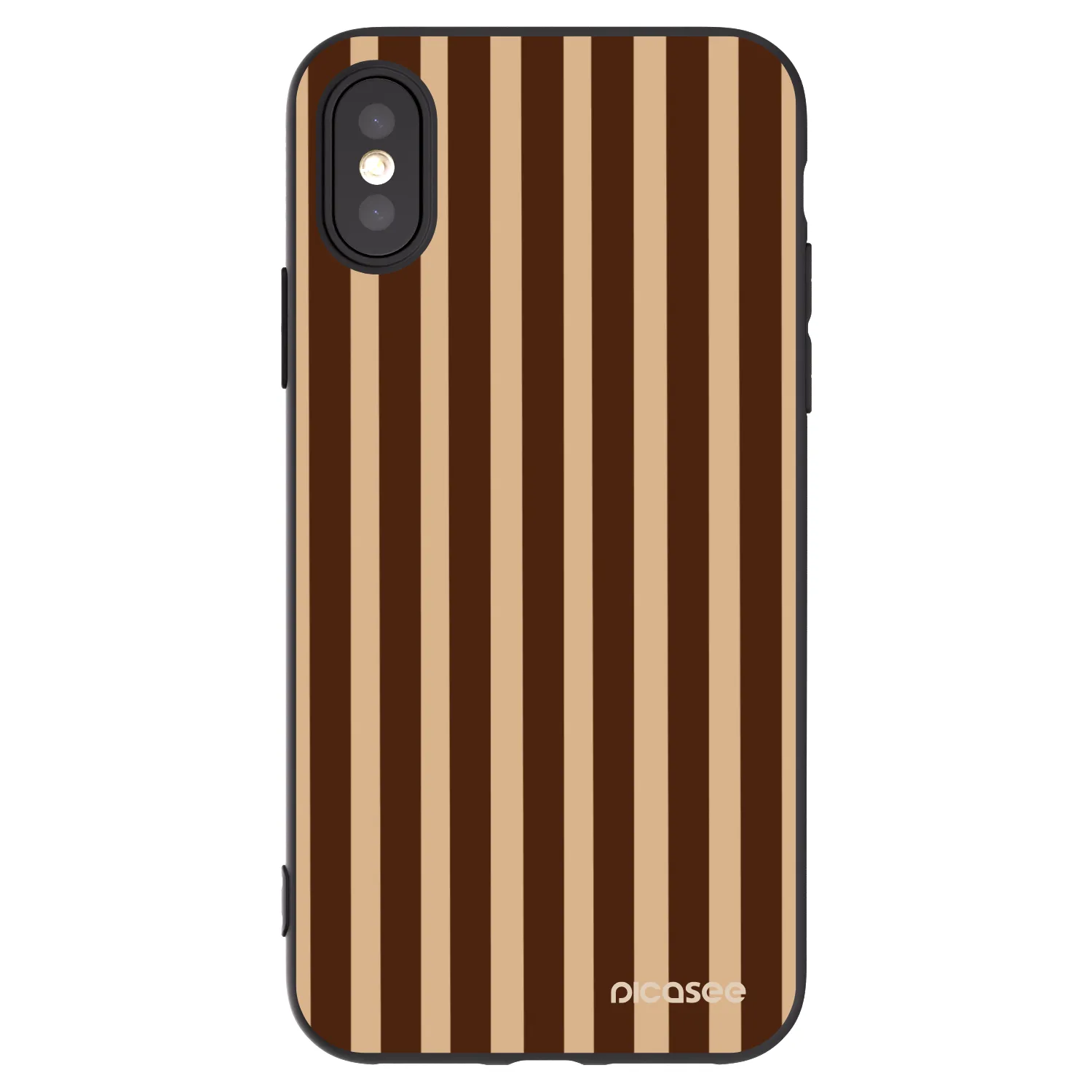 Picasee silikónový čierny obal pre Apple iPhone X/XS - Brown lines