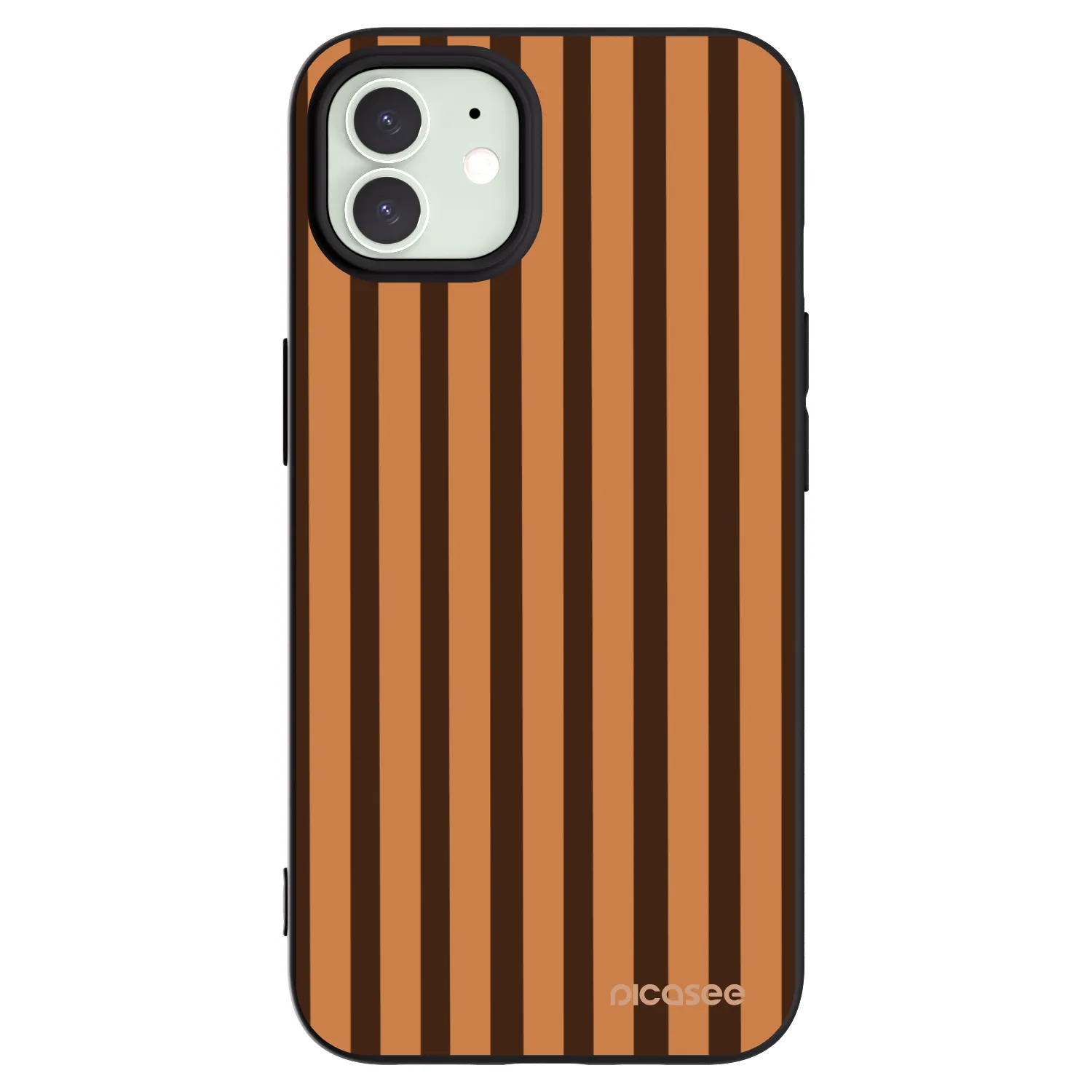 Picasee silikónový čierny obal pre Apple iPhone 12 - Caramel lines