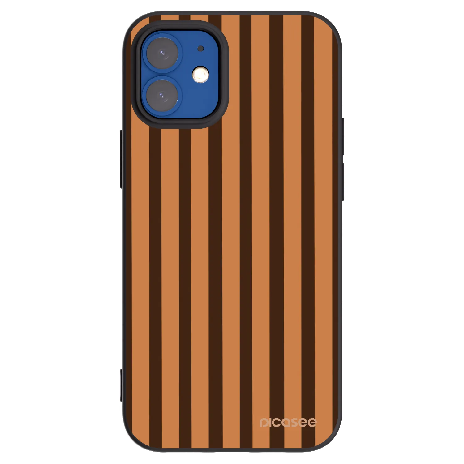 Picasee silikónový čierny obal pre Apple iPhone 12 mini - Caramel lines