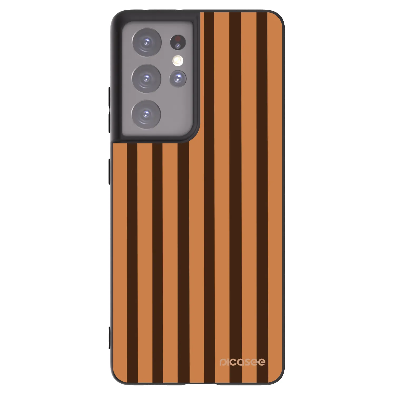Picasee silikónový čierny obal pre Samsung Galaxy S21 Ultra 5G G998B - Caramel lines