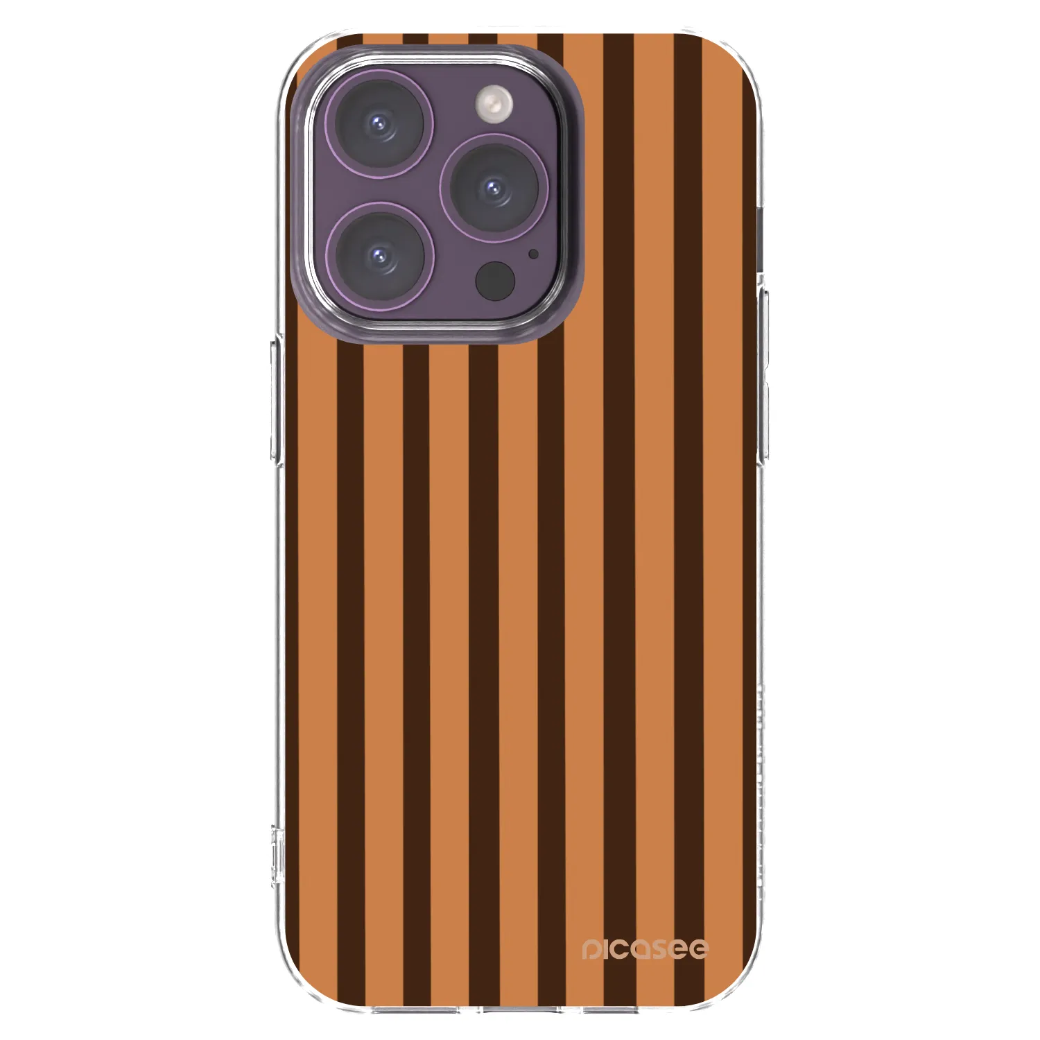 Picasee silikónový prehľadný obal pre Apple iPhone 14 Pro - Caramel lines