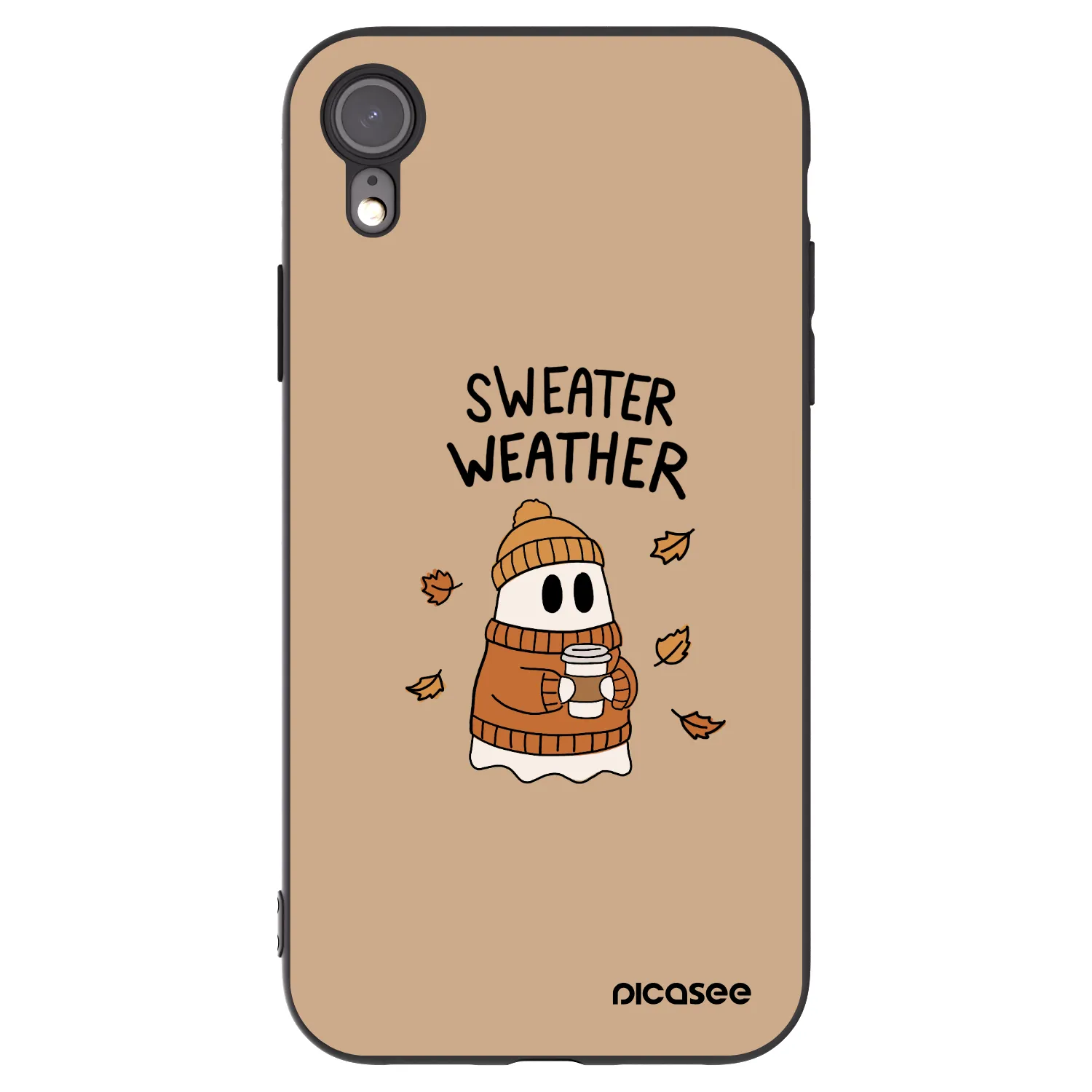 Picasee silikónový čierny obal pre Apple iPhone XR - Sweater ghost