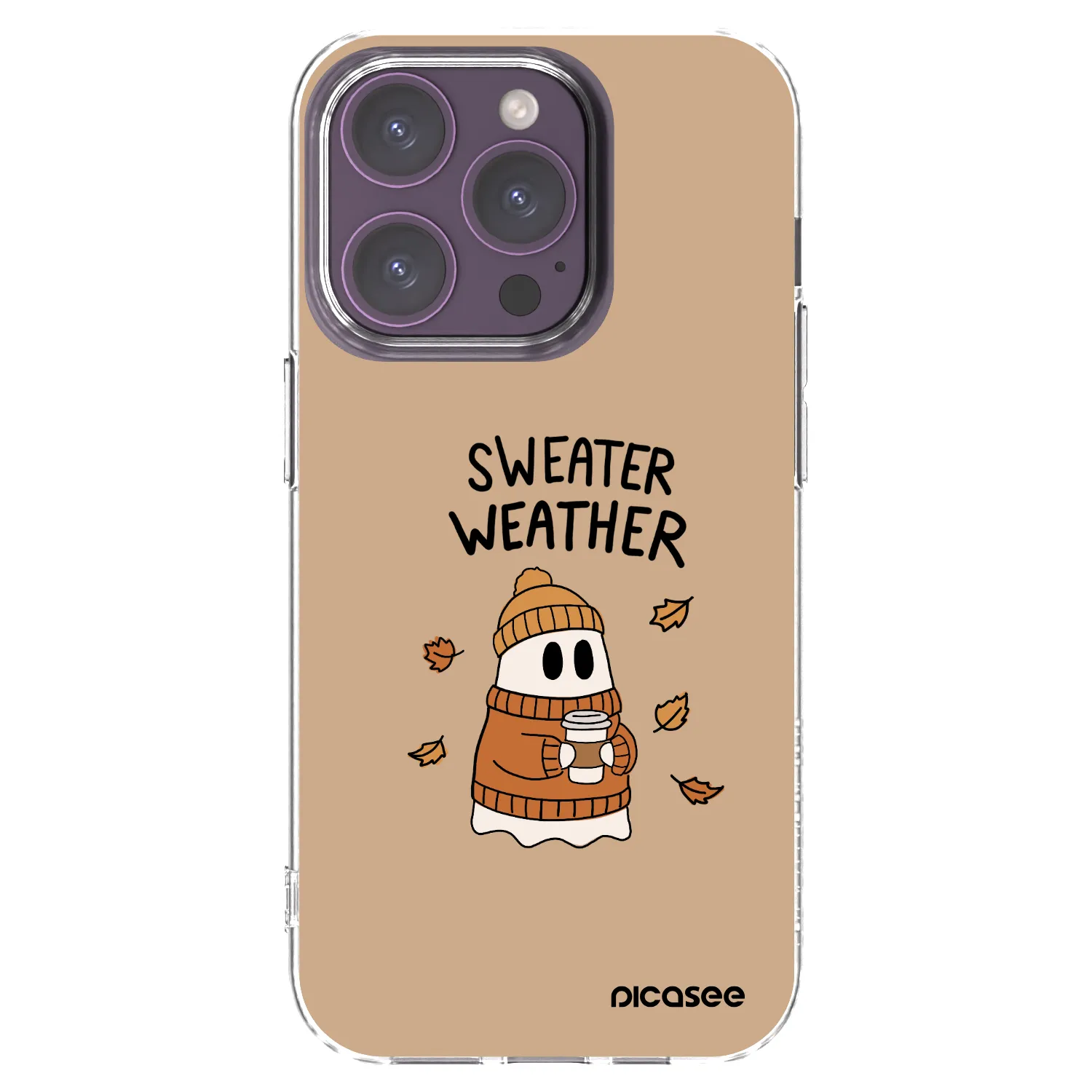 Picasee silikónový prehľadný obal pre Apple iPhone 14 Pro - Sweater ghost