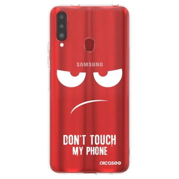 Picasee silikónový prehľadný obal pre Samsung Galaxy A20s - Nesiahajte mi na telefón