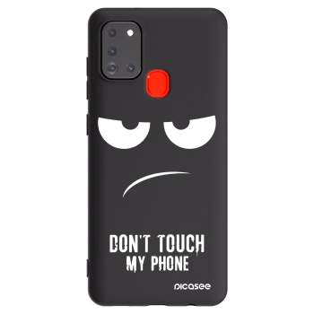 Picasee silikónový čierny obal pre Samsung Galaxy A21s - Nesiahajte mi na telefón