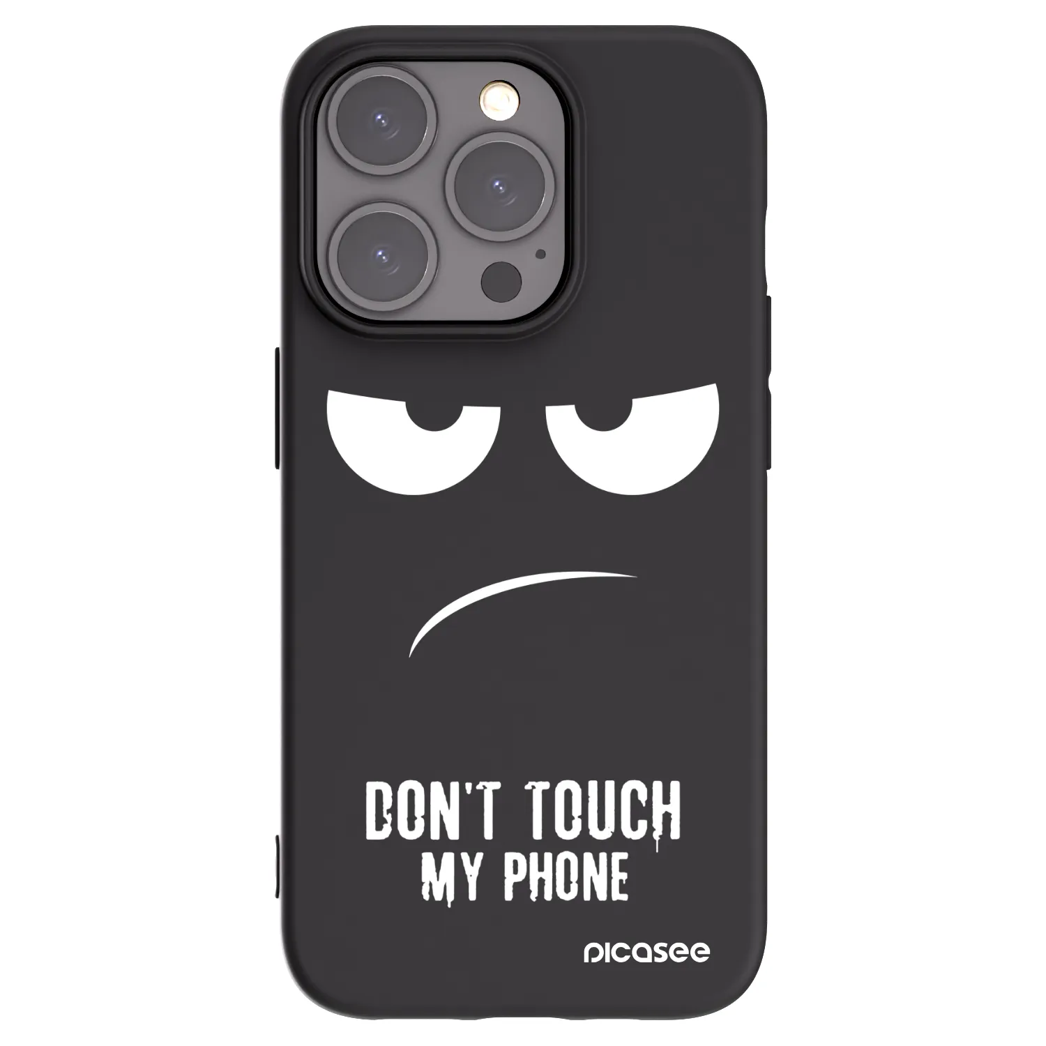 Silikónový čierny obal pre Apple iPhone 15 Pro - Nesiahajte mi na telefón