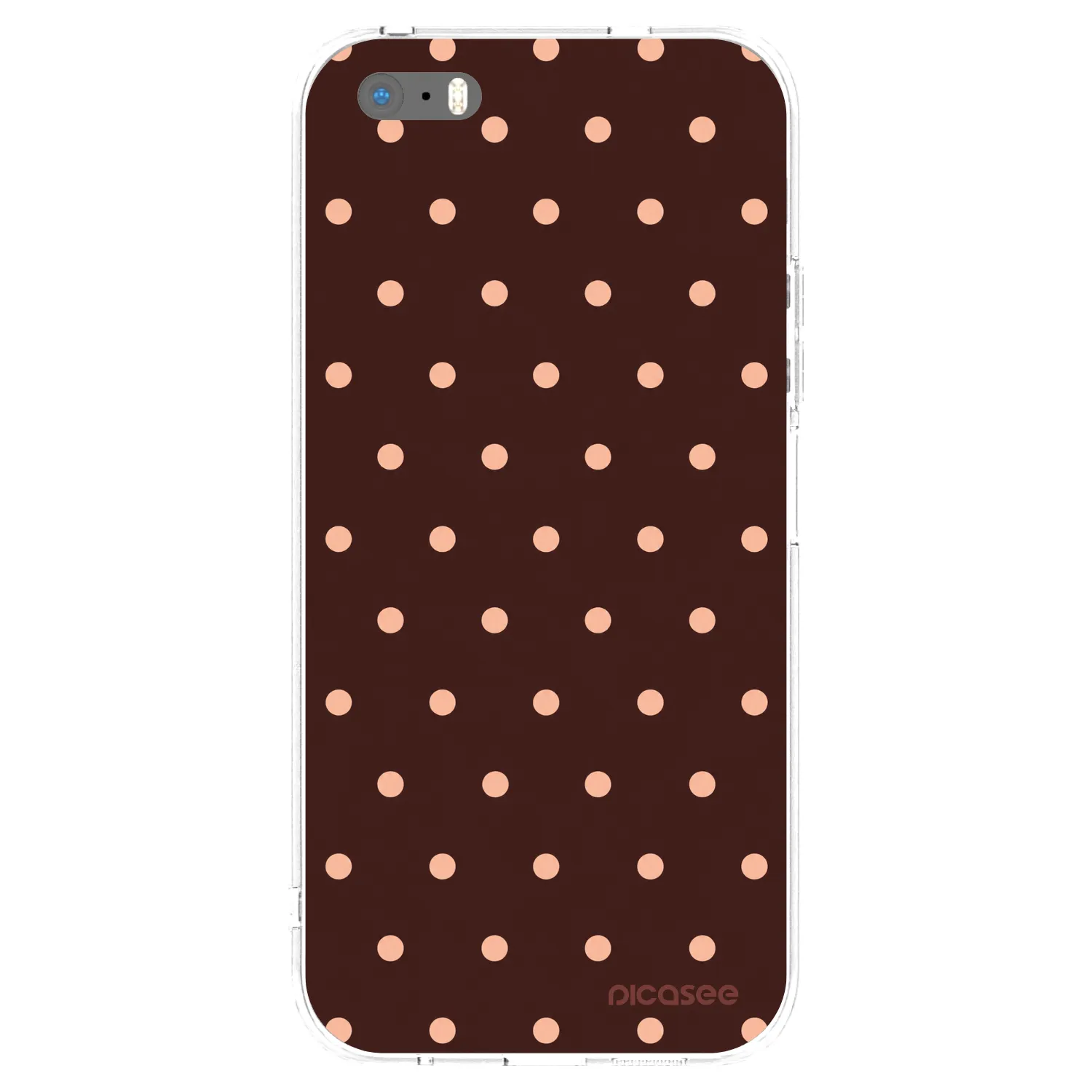 Picasee silikónový prehľadný obal pre Apple iPhone 5/5S/SE - Peach Dots & Chocolate