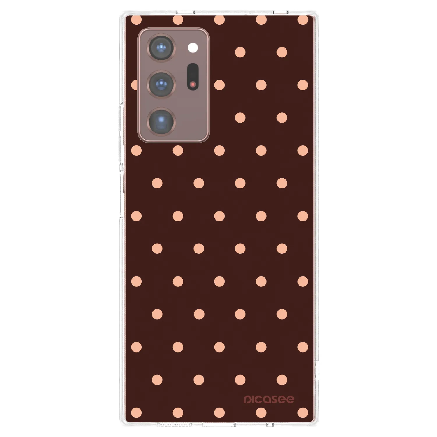 Picasee silikónový prehľadný obal pre Samsung Galaxy Note 20 Ultra - Peach Dots & Chocolate