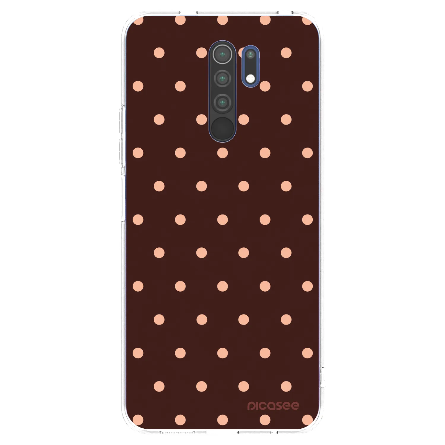Picasee silikónový prehľadný obal pre Xiaomi Redmi 9 - Peach Dots & Chocolate