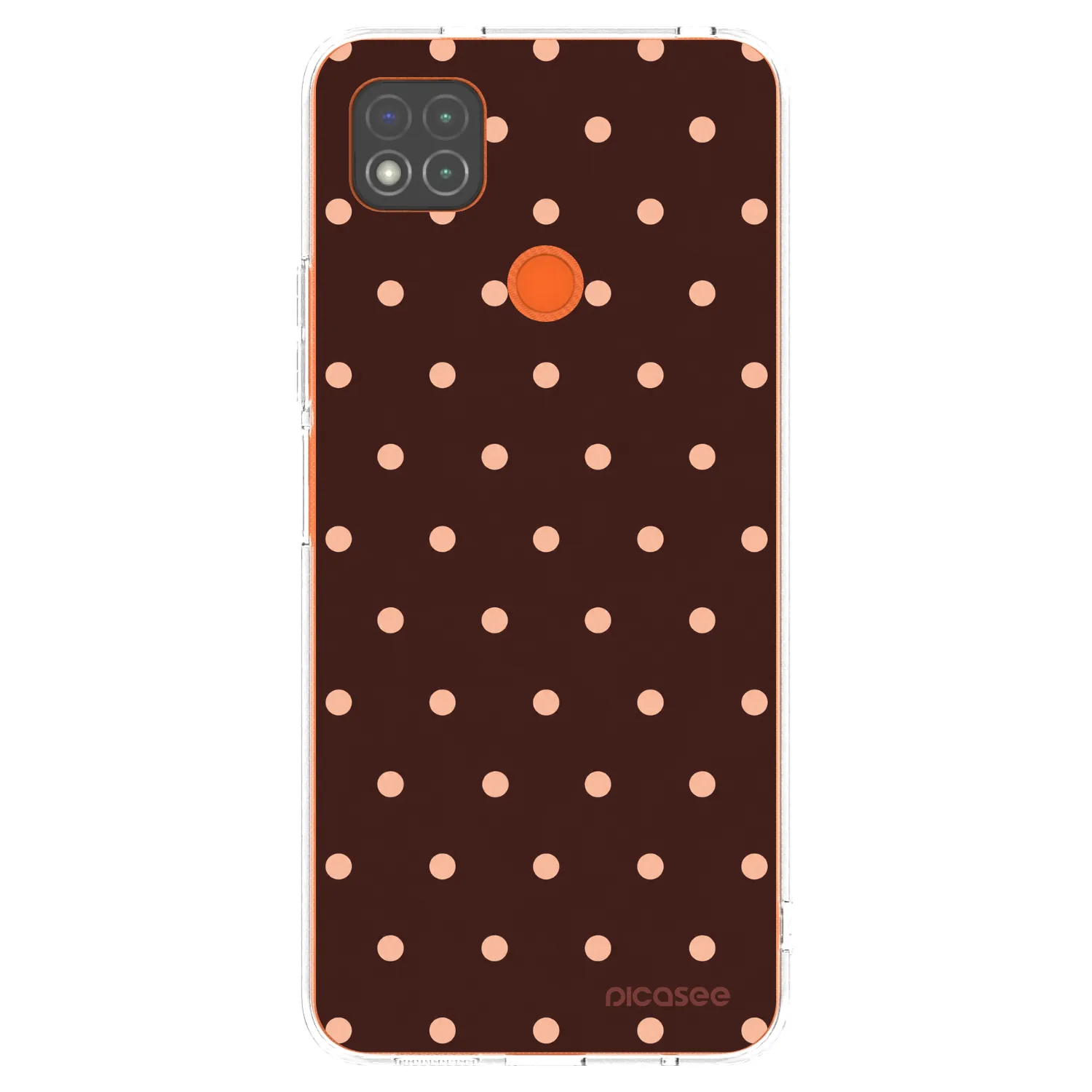Picasee silikónový prehľadný obal pre Xiaomi Redmi 9C - Peach Dots & Chocolate