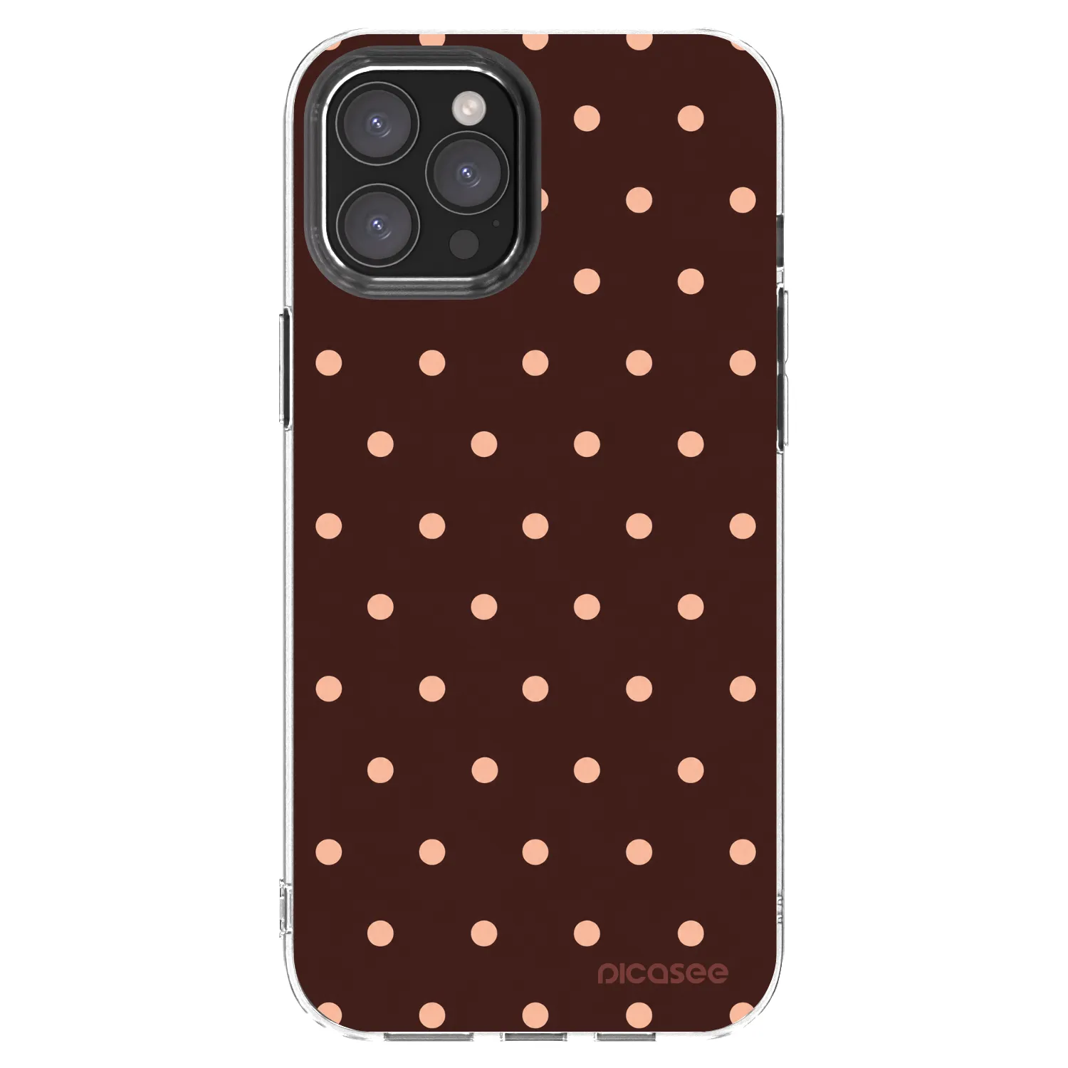 Picasee silikónový prehľadný obal pre Apple iPhone 12 Pro Max - Peach Dots & Chocolate