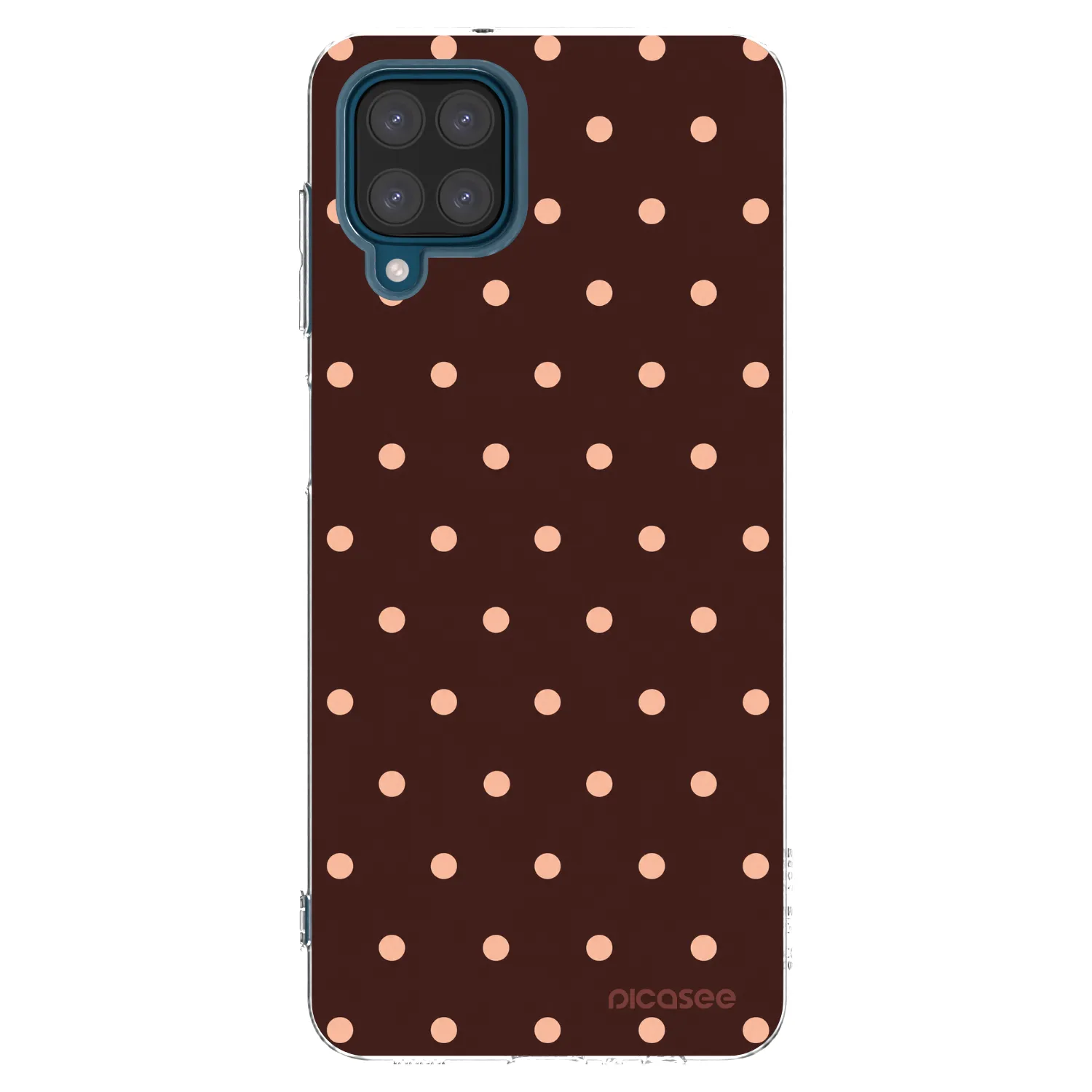 Picasee silikónový prehľadný obal pre Samsung Galaxy A12 A125F - Peach Dots & Chocolate