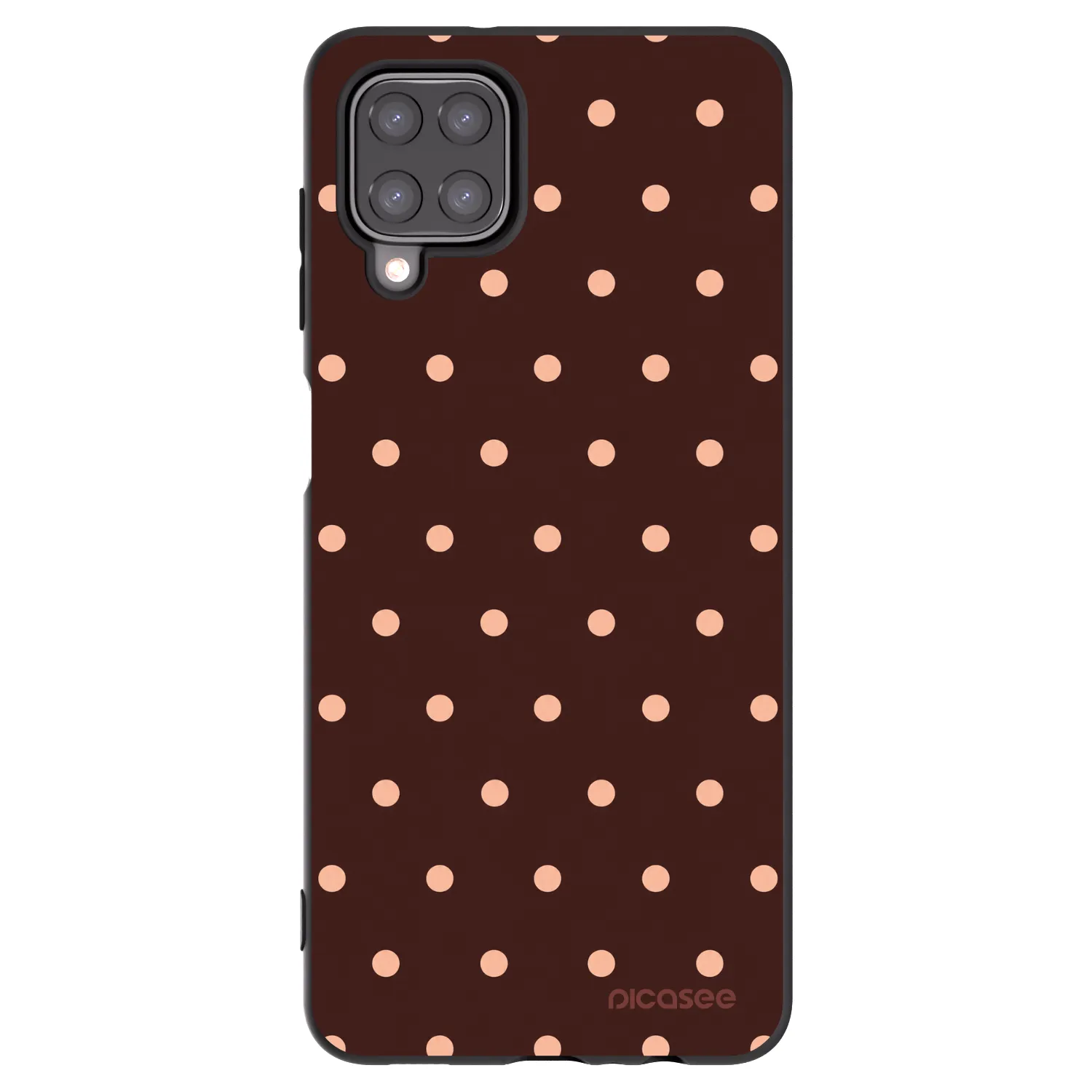 Picasee silikónový čierny obal pre Samsung Galaxy A12 A125F - Peach Dots & Chocolate