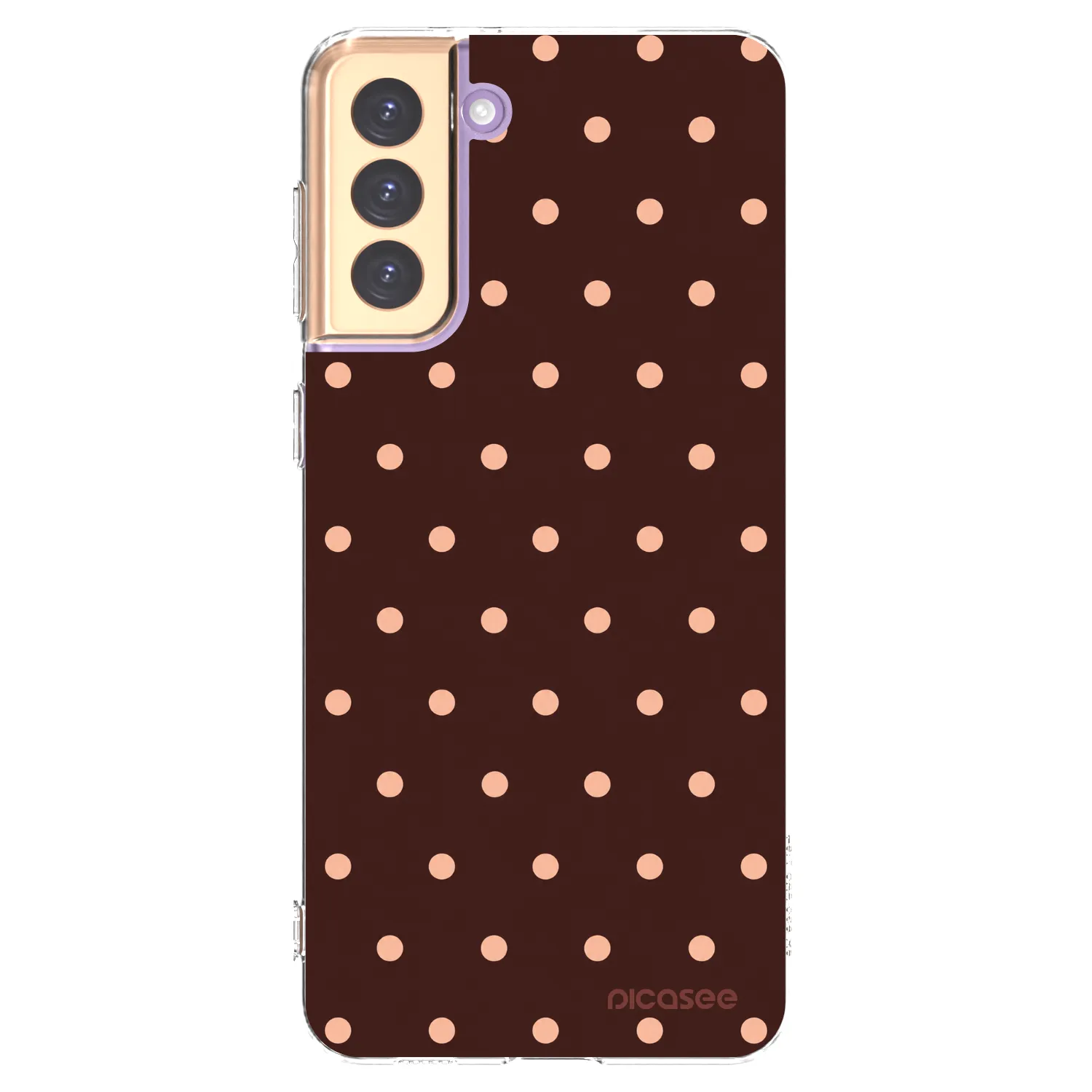 Picasee silikónový prehľadný obal pre Samsung Galaxy S21+ 5G G996F - Peach Dots & Chocolate