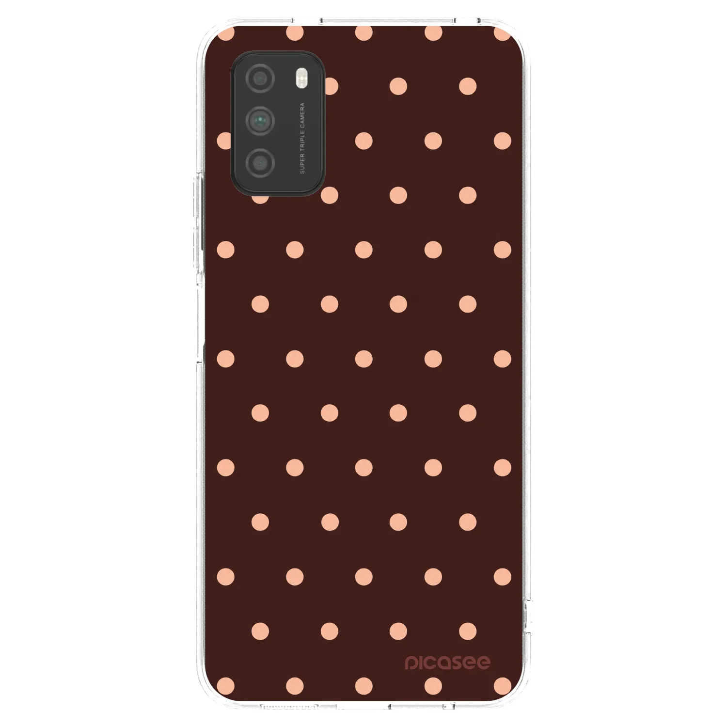 Picasee silikónový prehľadný obal pre Xiaomi Poco M3 - Peach Dots & Chocolate
