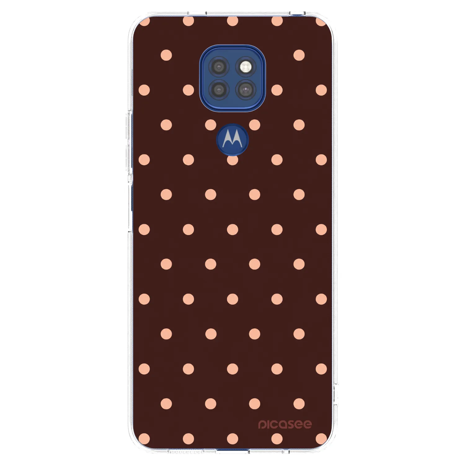 Picasee silikónový prehľadný obal pre Motorola Moto G9 Play - Peach Dots & Chocolate