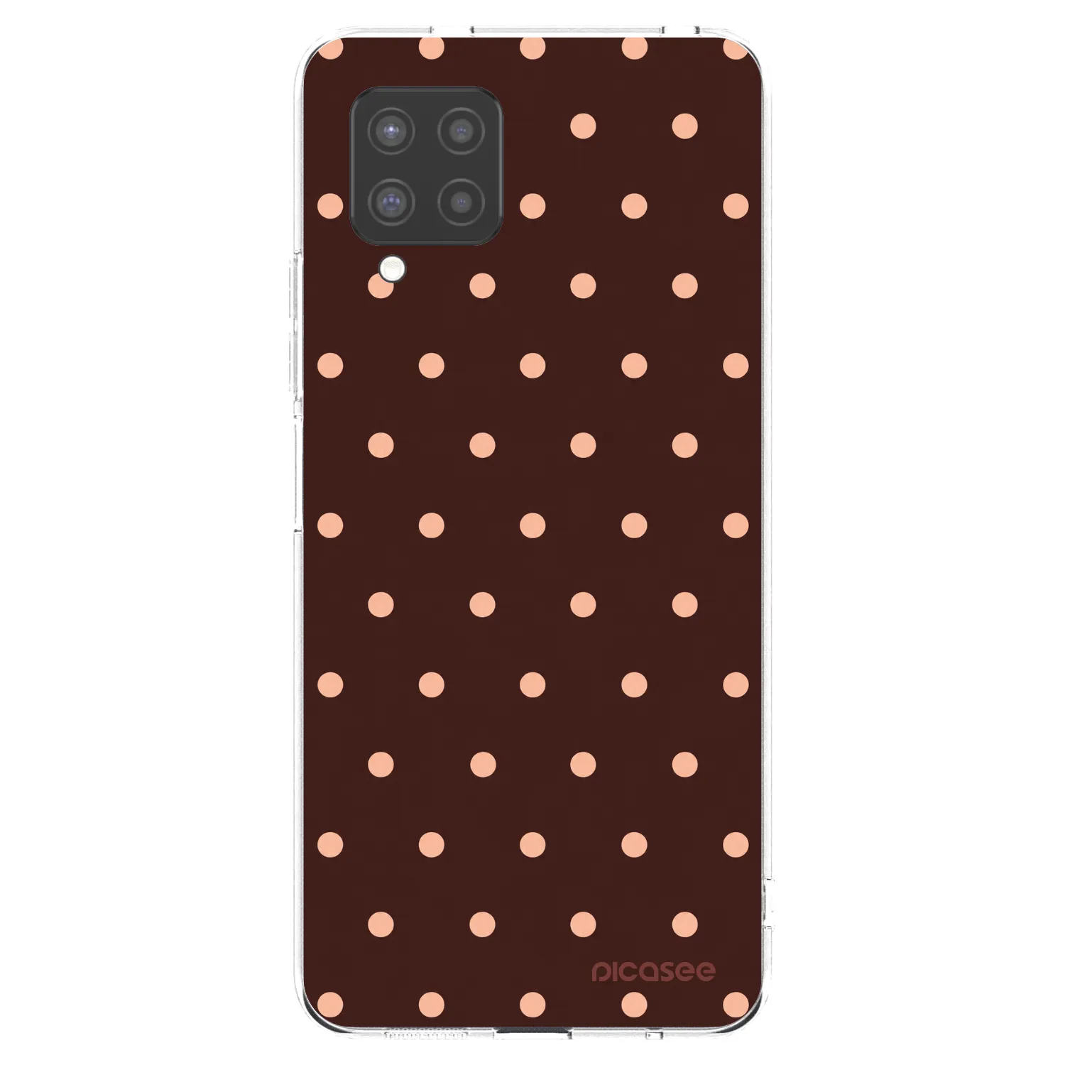 Picasee silikónový prehľadný obal pre Samsung Galaxy A42 A426B - Peach Dots & Chocolate