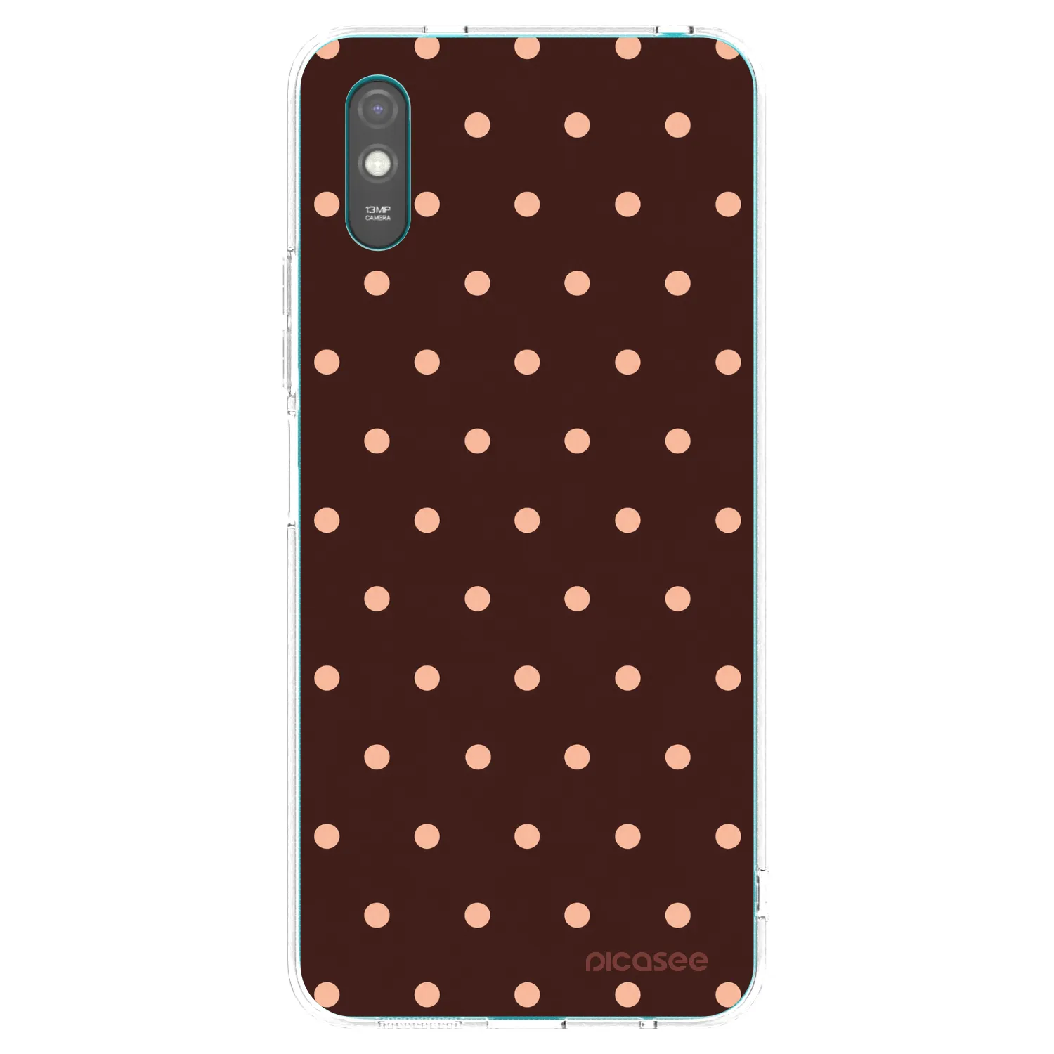 Picasee silikónový prehľadný obal pre Xiaomi Redmi 9AT - Peach Dots & Chocolate