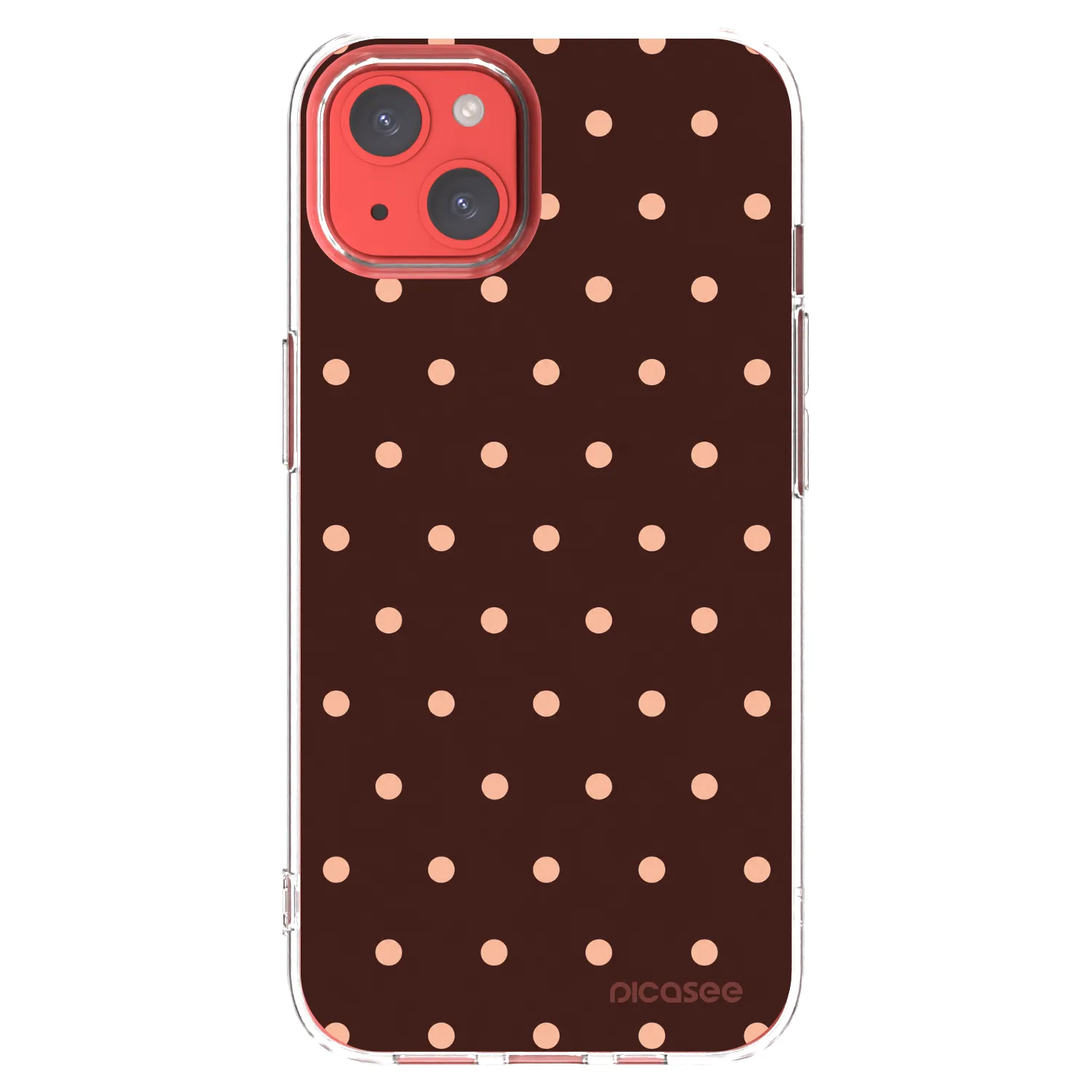 Picasee silikónový prehľadný obal pre Apple iPhone 13 - Peach Dots & Chocolate
