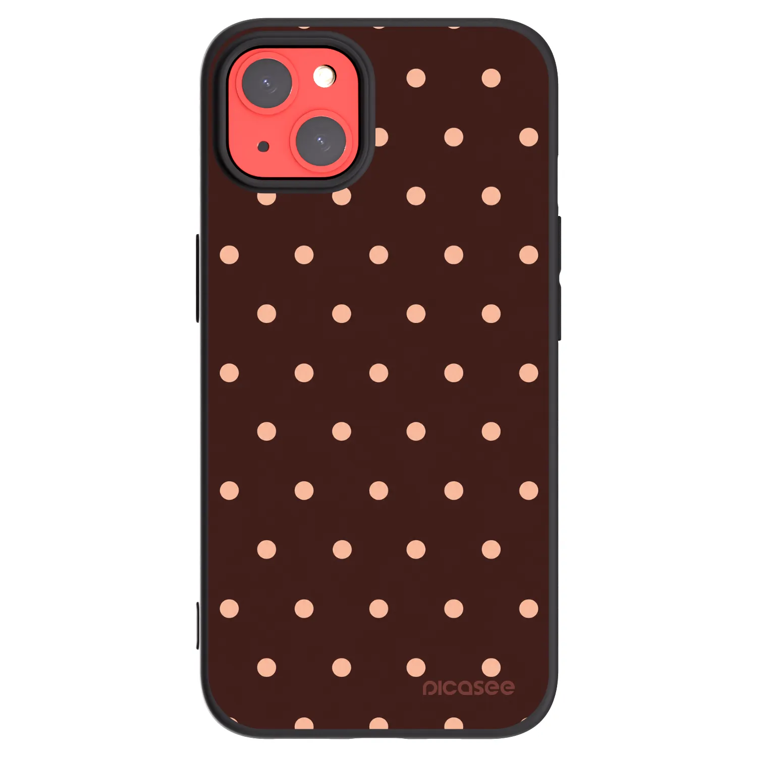 Picasee silikónový čierny obal pre Apple iPhone 13 - Peach Dots & Chocolate