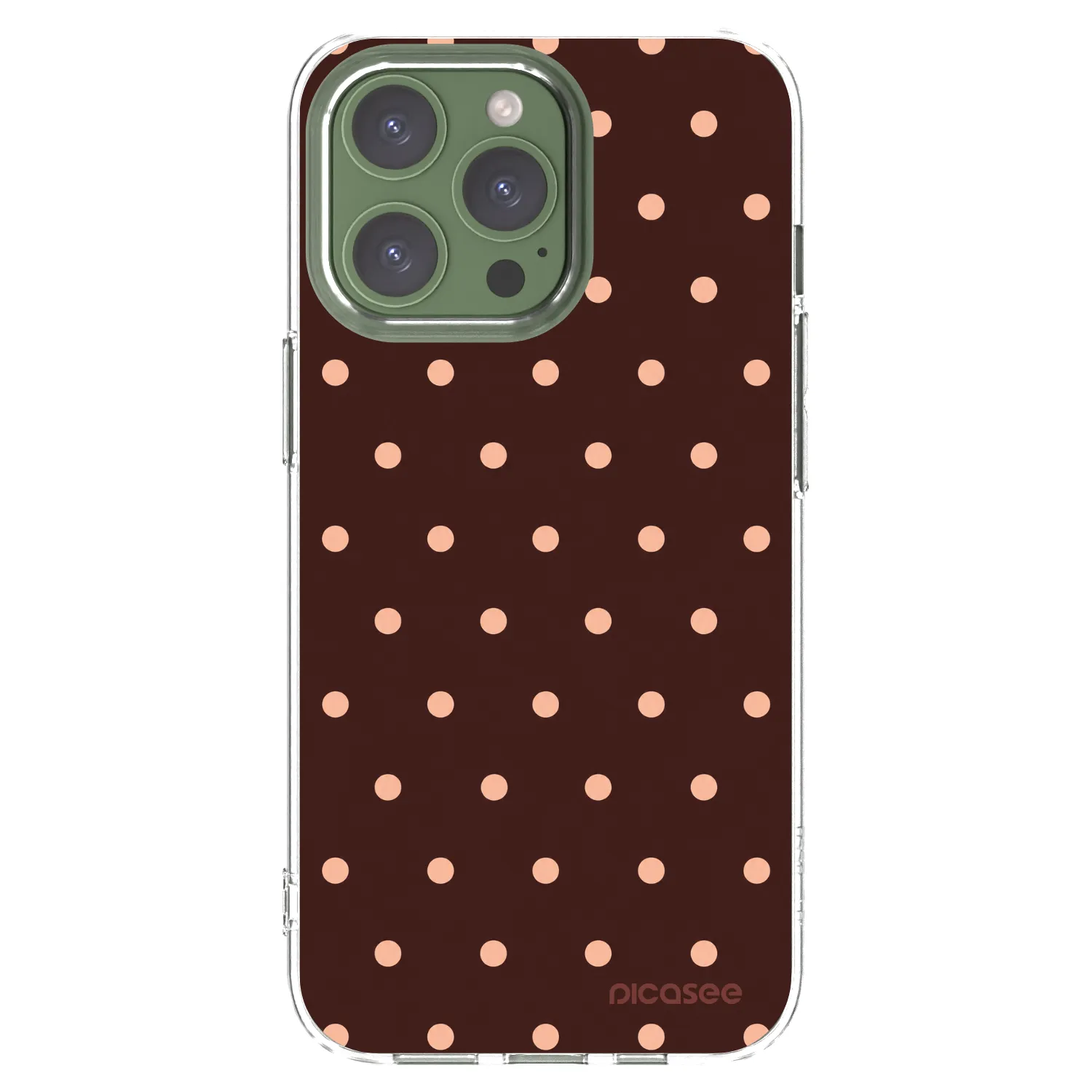 Picasee silikónový prehľadný obal pre Apple iPhone 13 Pro - Peach Dots & Chocolate