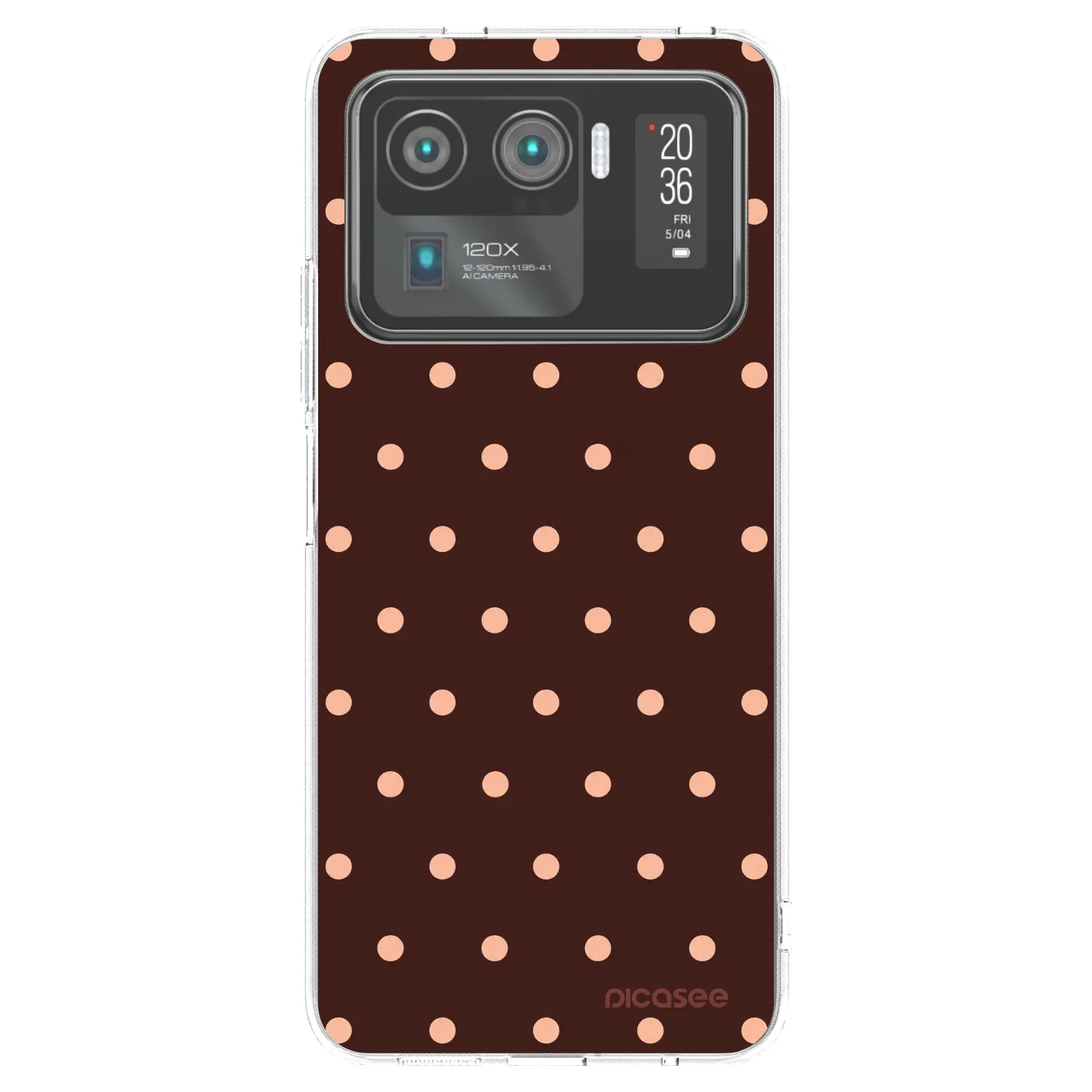 Picasee silikónový prehľadný obal pre Xiaomi Mi 11 Ultra - Peach Dots & Chocolate