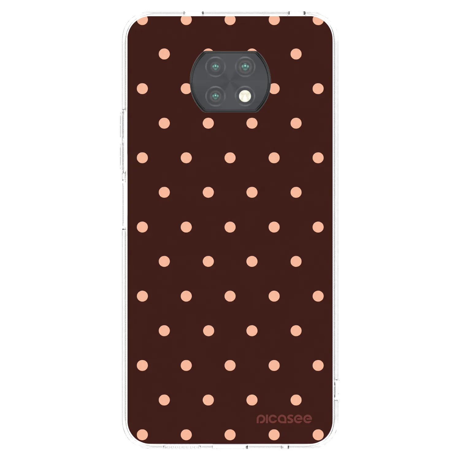 Picasee silikónový prehľadný obal pre Xiaomi Redmi Note 9T - Peach Dots & Chocolate