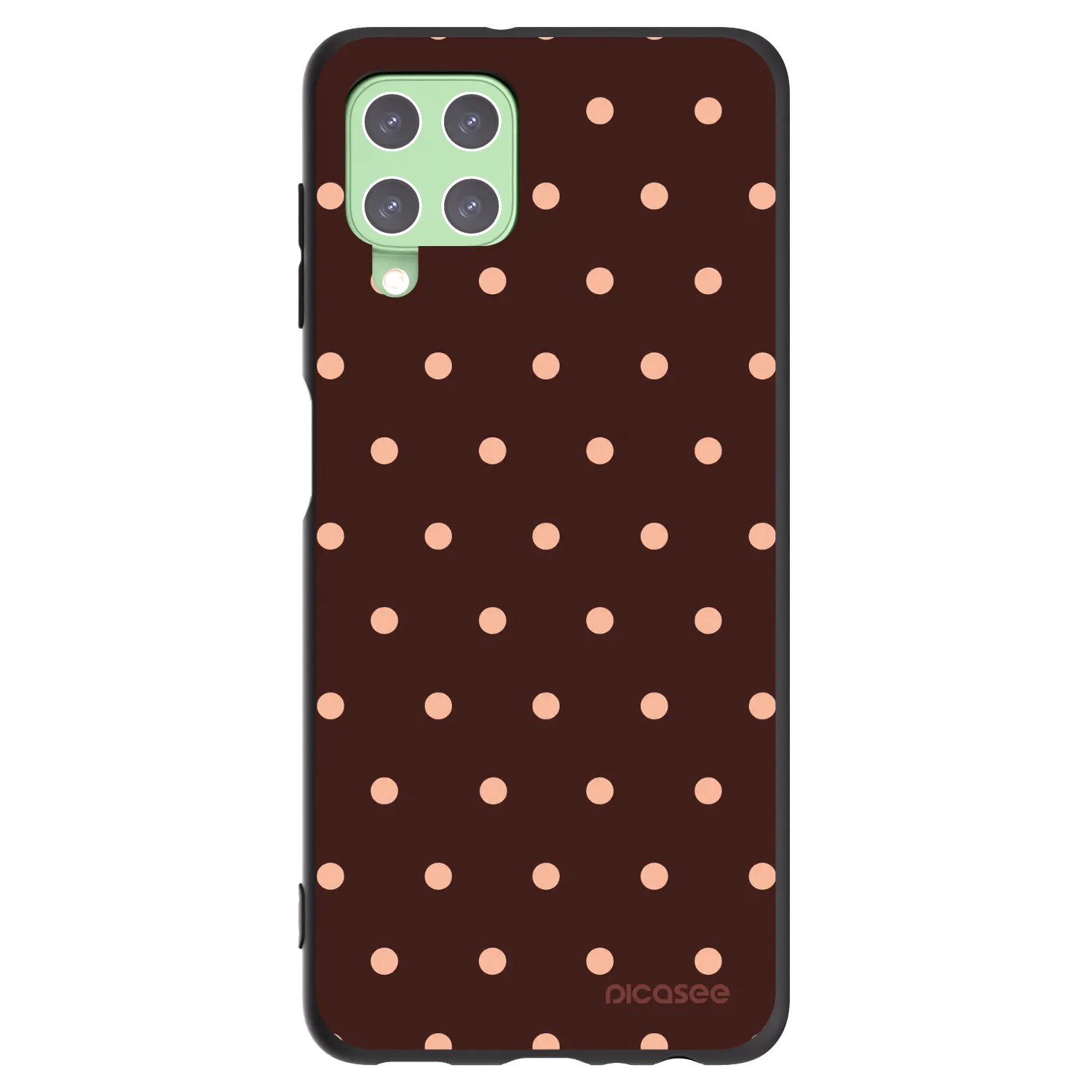 Picasee silikónový čierny obal pre Samsung Galaxy A22 A225F 4G - Peach Dots & Chocolate