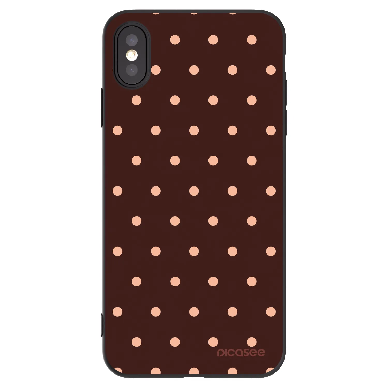 Picasee silikónový čierny obal pre Apple iPhone XS Max - Peach Dots & Chocolate