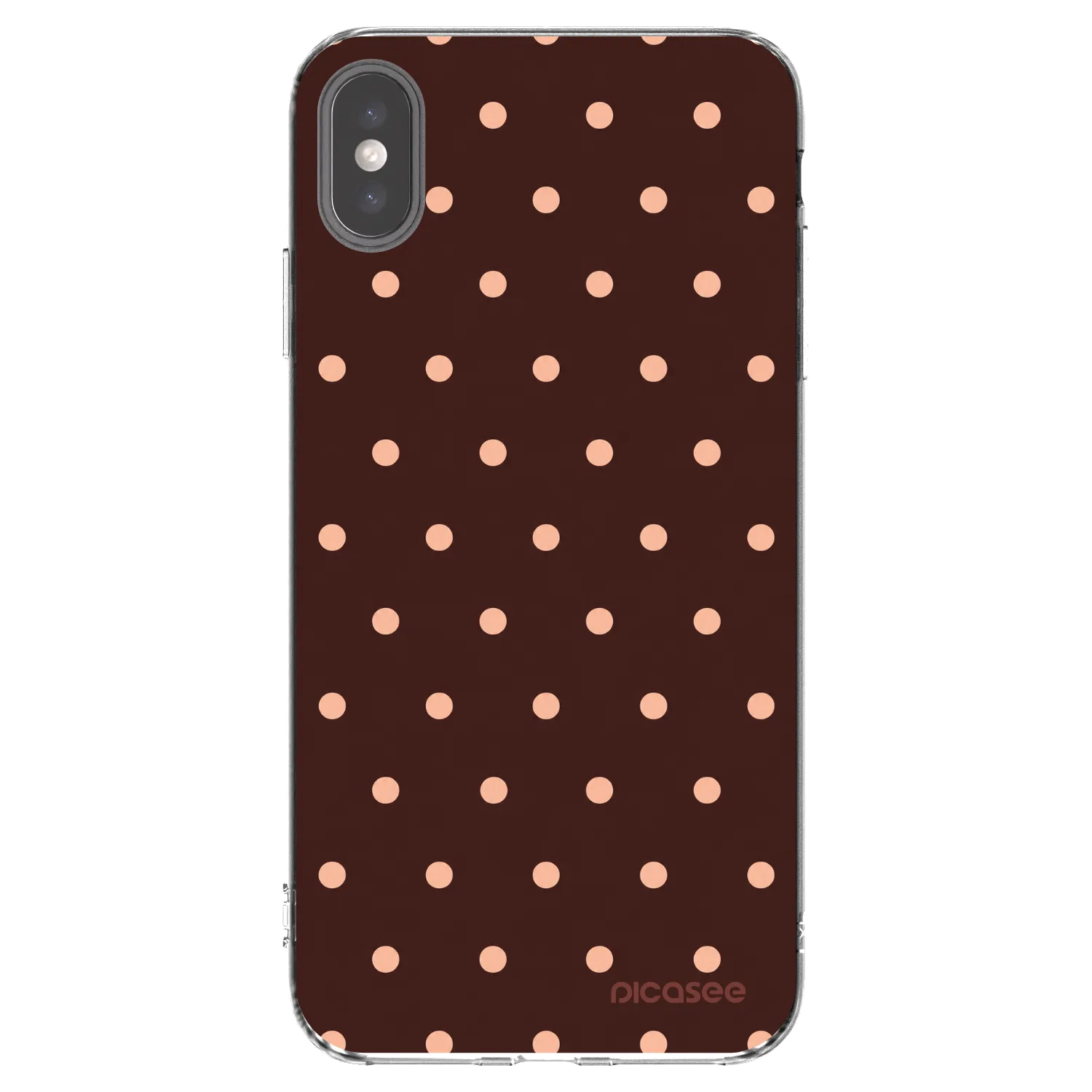 Picasee silikónový prehľadný obal pre Apple iPhone XS Max - Peach Dots & Chocolate
