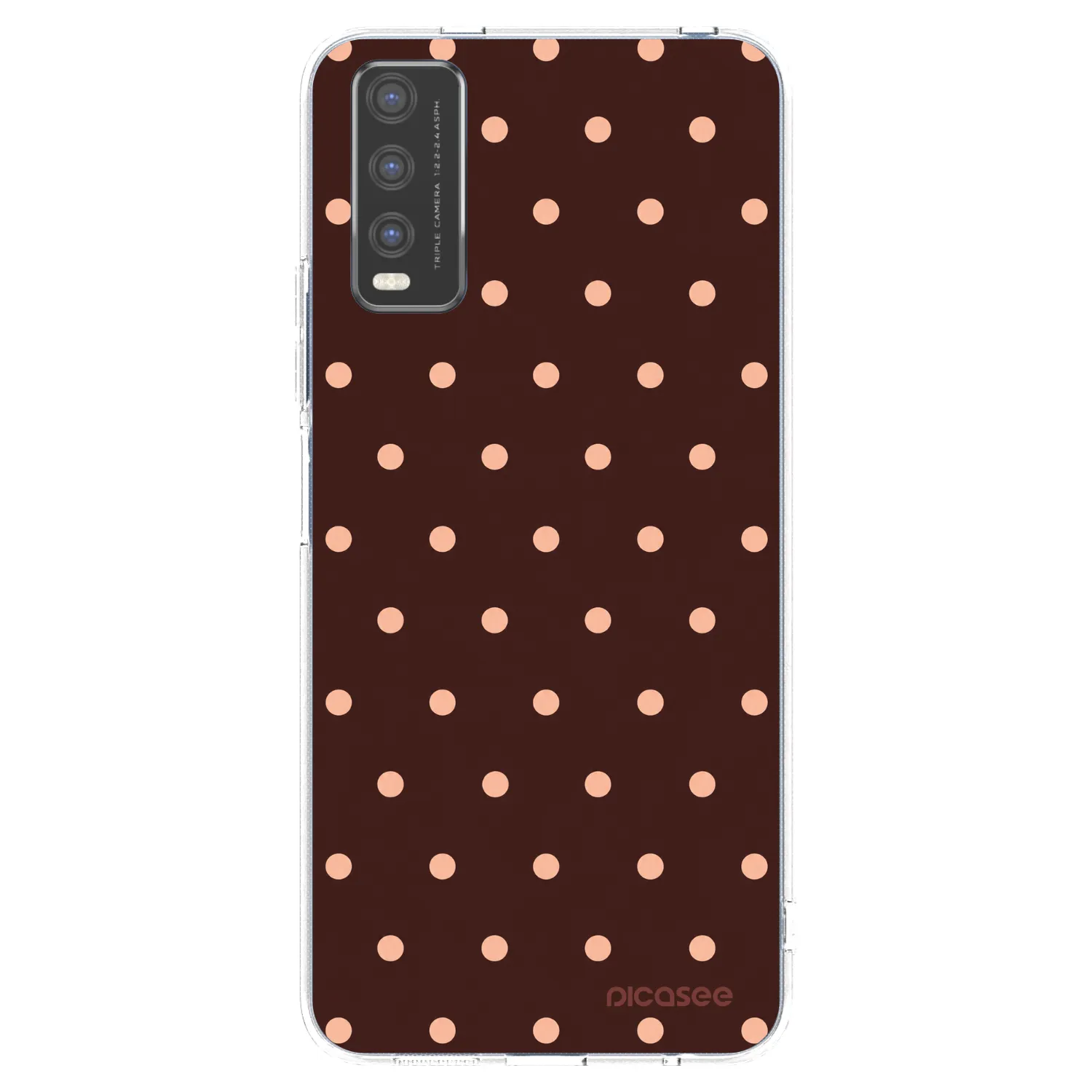 Picasee silikónový prehľadný obal pre Vivo Y20s - Peach Dots & Chocolate