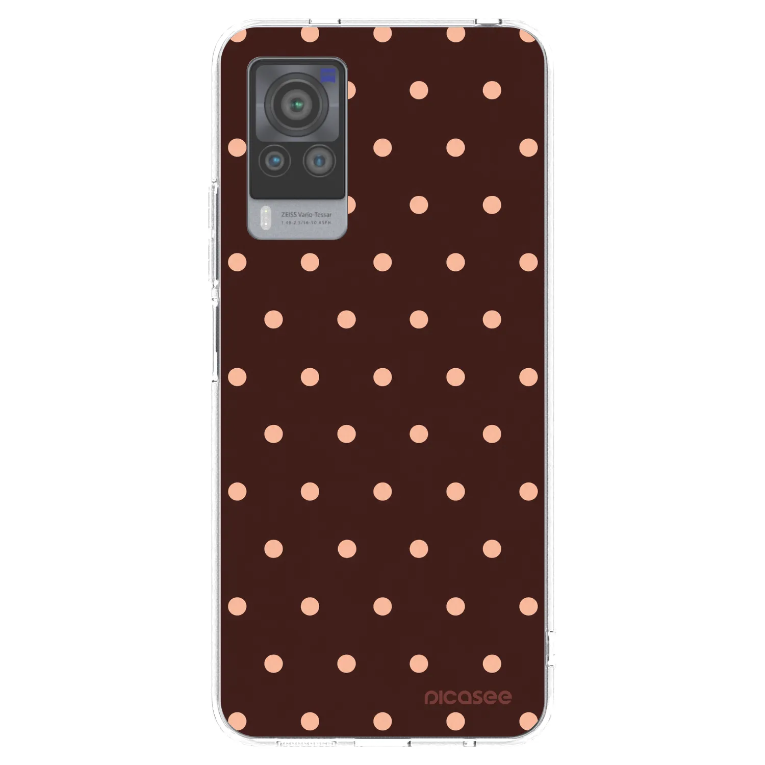 Picasee silikónový prehľadný obal pre Vivo X60 Pro 5G - Peach Dots & Chocolate