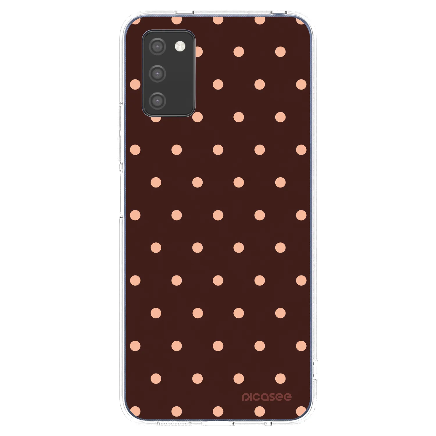 Picasee silikónový prehľadný obal pre Samsung Galaxy A03s A037G - Peach Dots & Chocolate