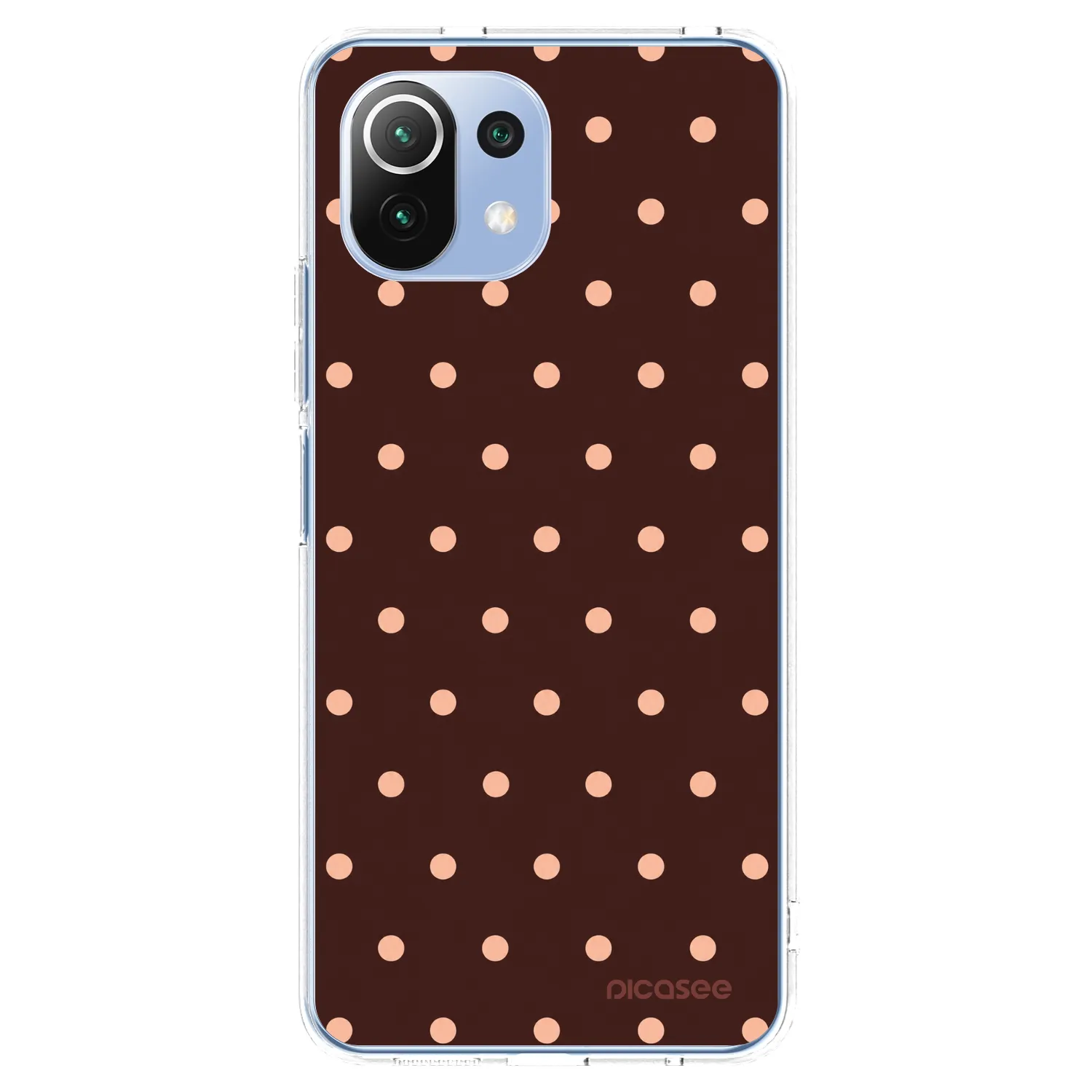 Picasee silikónový prehľadný obal pre Xiaomi 11 Lite 5G NE - Peach Dots & Chocolate