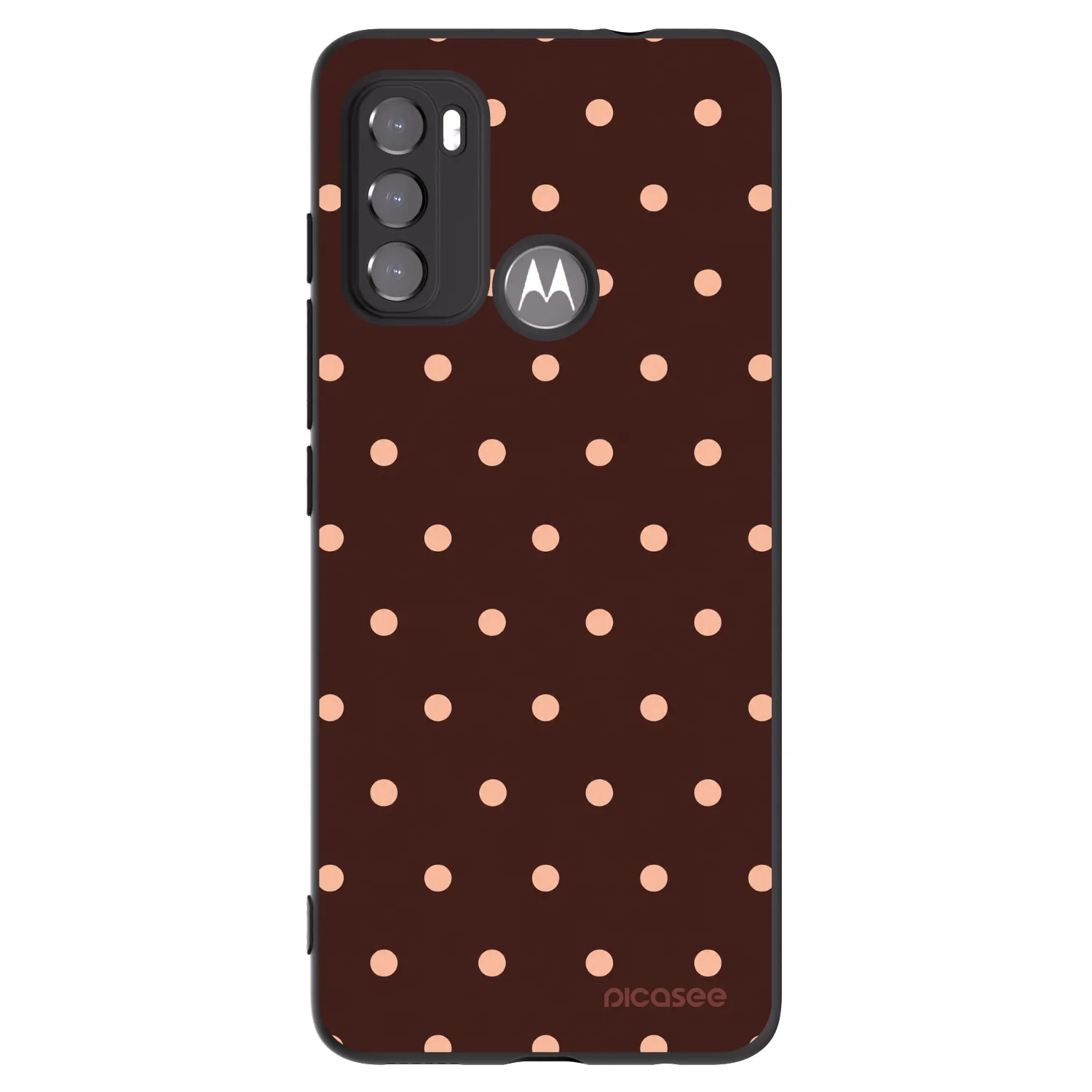 Picasee silikónový čierny obal pre Motorola Moto G60 - Peach Dots & Chocolate