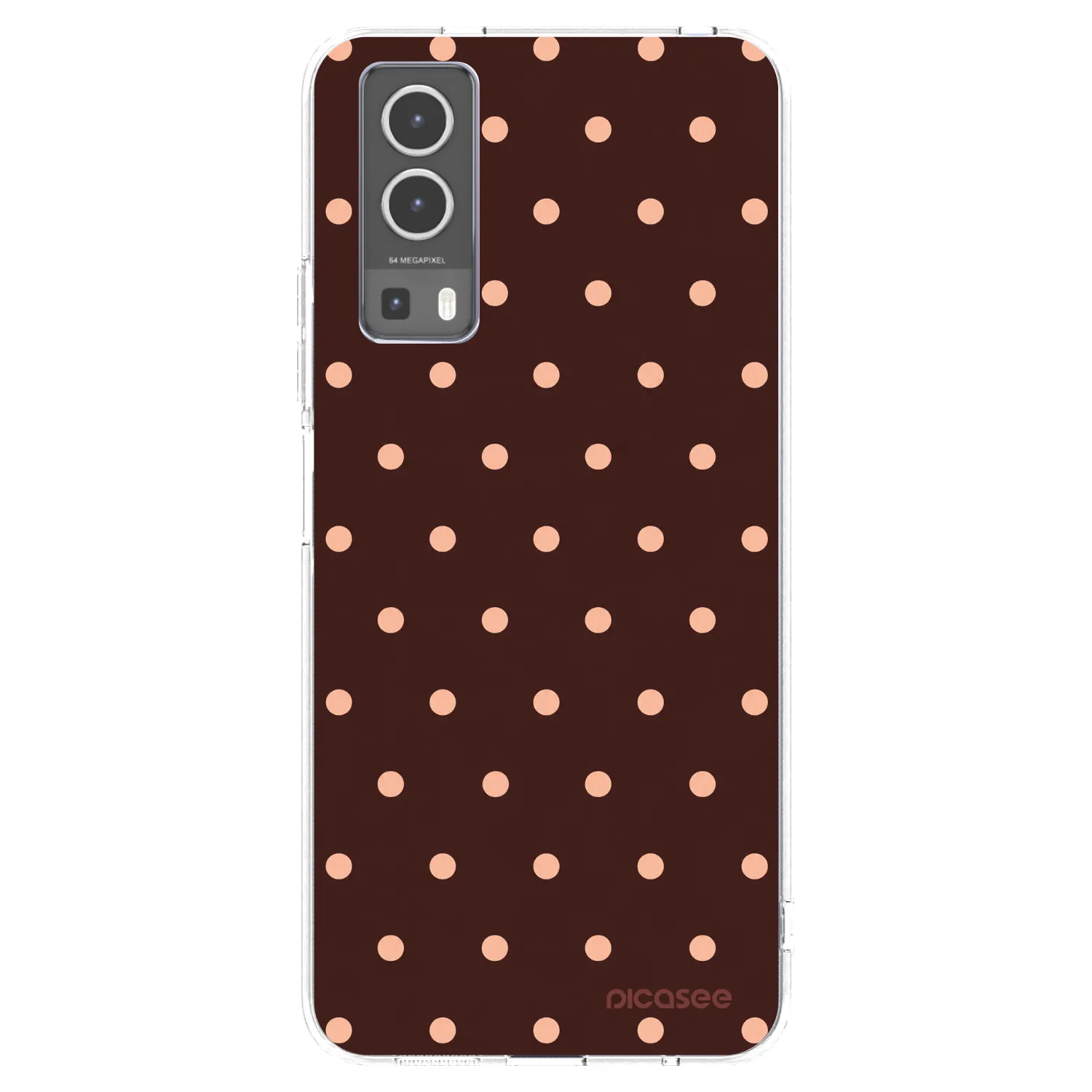 Picasee silikónový prehľadný obal pre Vivo Y72 5G - Peach Dots & Chocolate