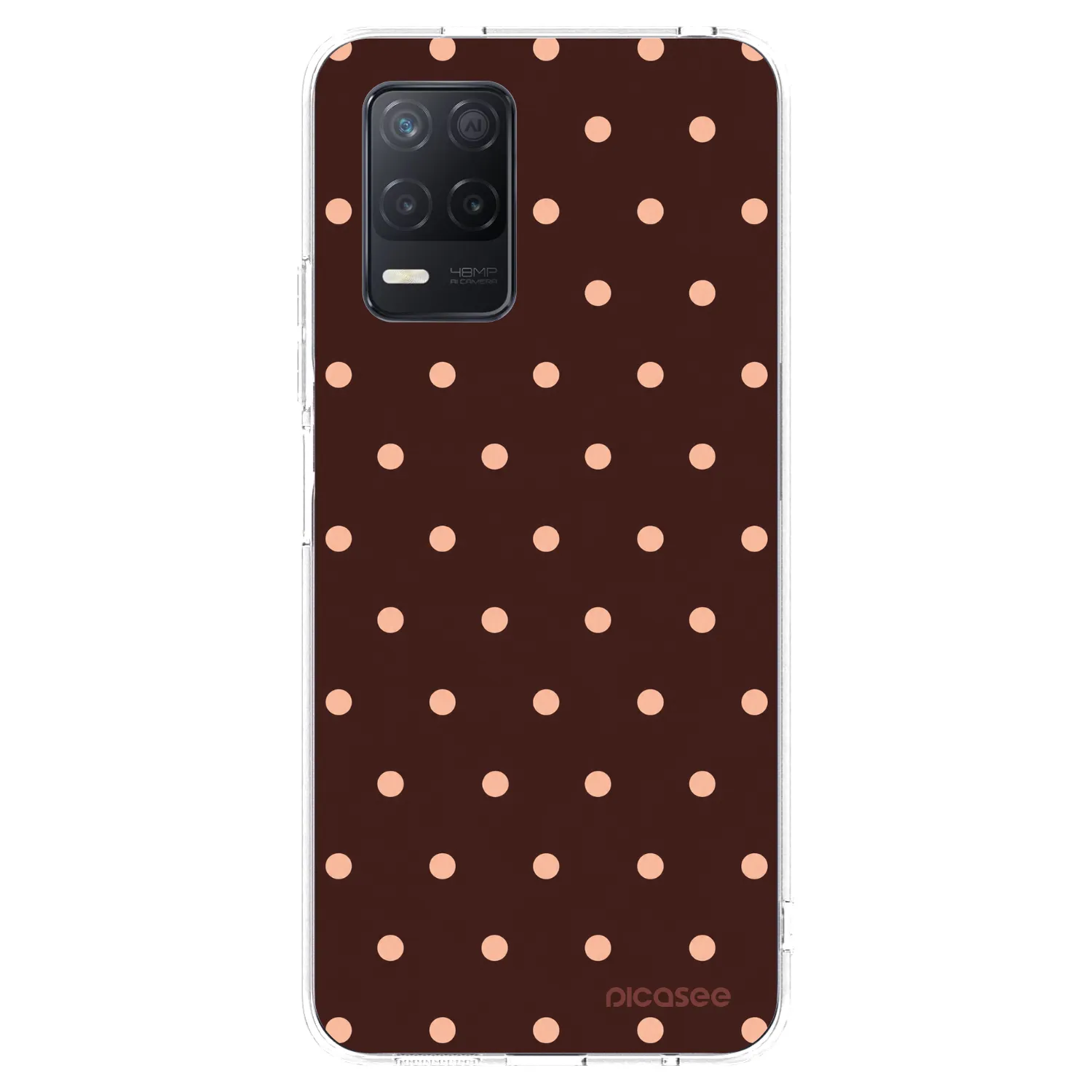Picasee silikónový prehľadný obal pre Realme 8 5G - Peach Dots & Chocolate