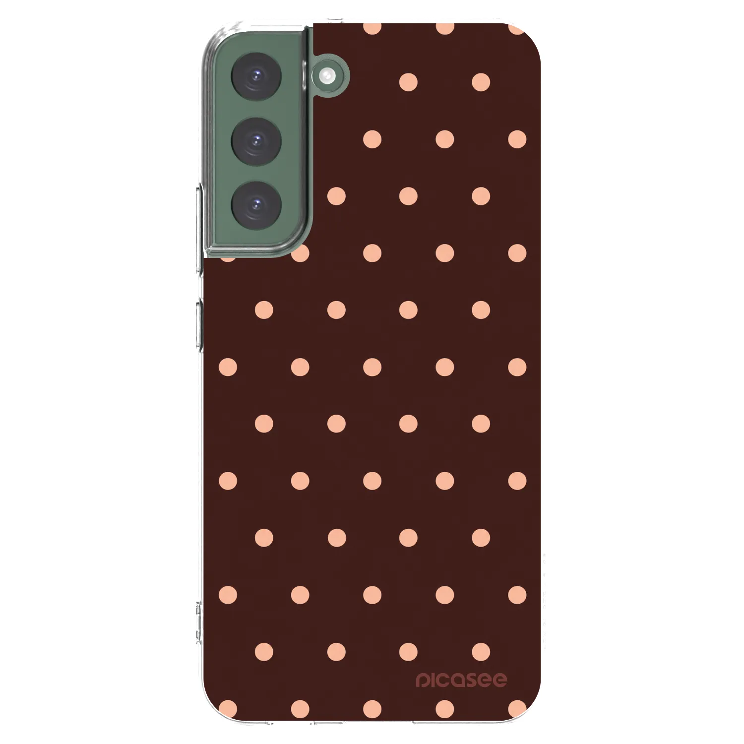 Picasee silikónový prehľadný obal pre Samsung Galaxy S22+ 5G - Peach Dots & Chocolate