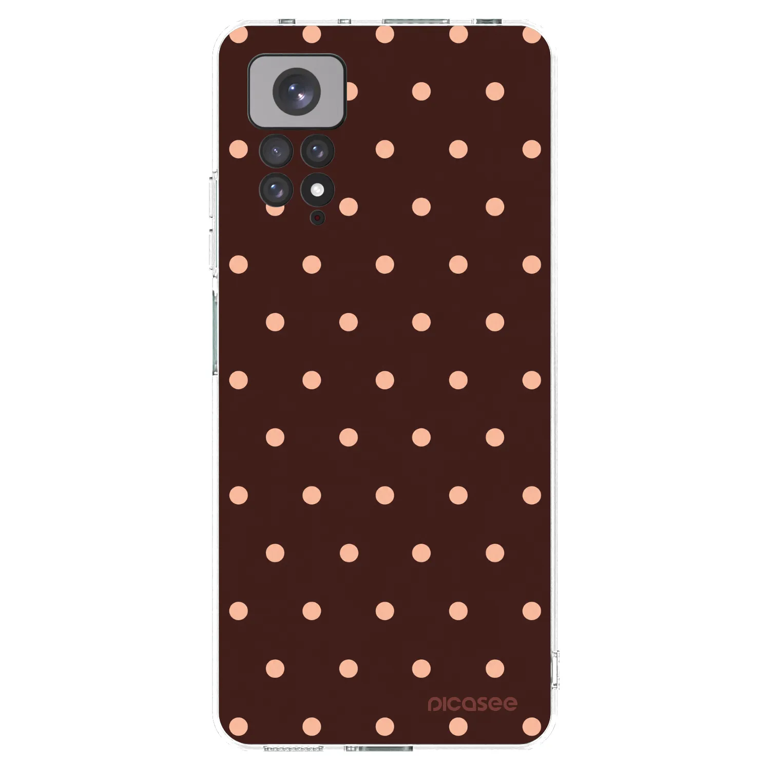 Picasee silikónový prehľadný obal pre Xiaomi Redmi Note 11S 4G - Peach Dots & Chocolate