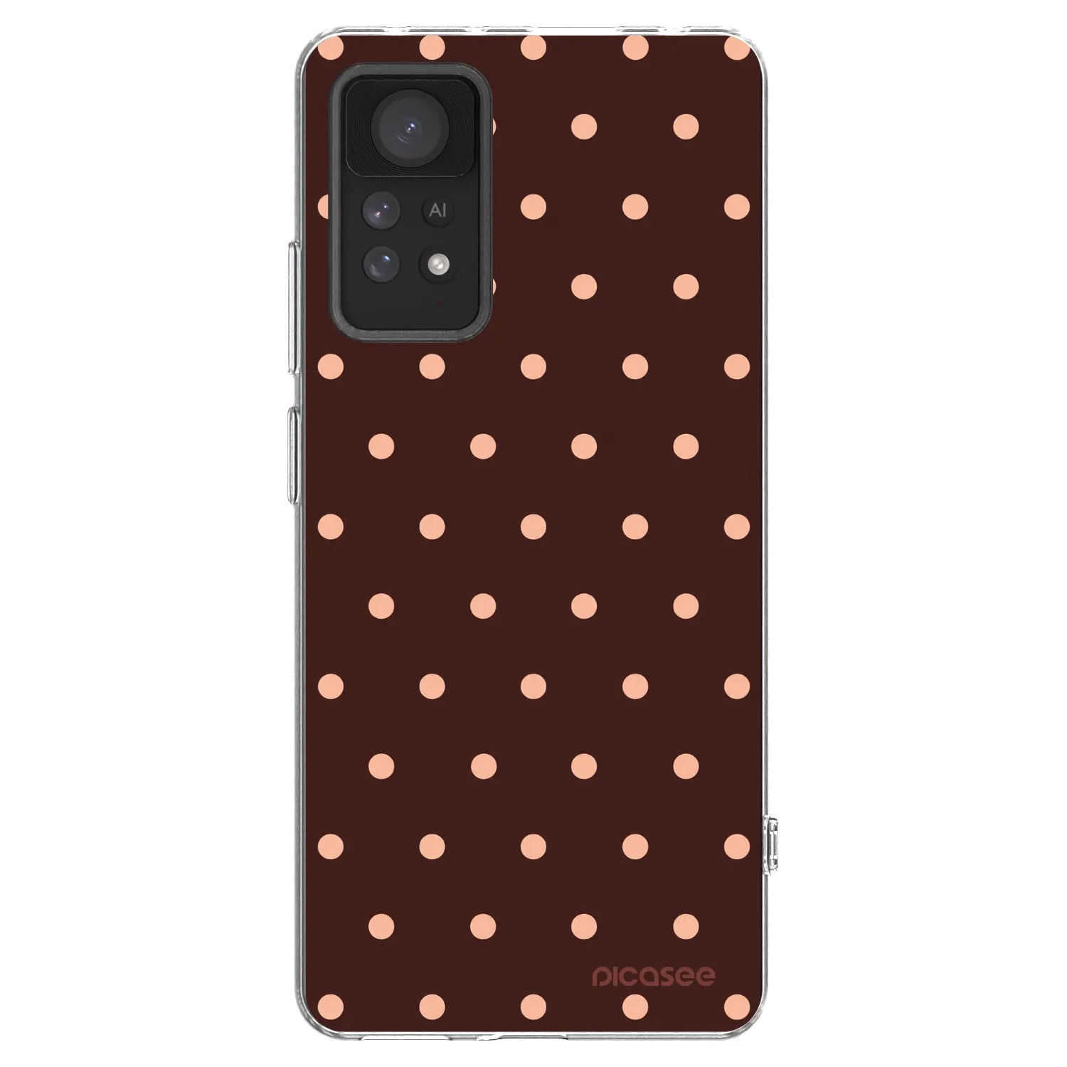 Picasee silikónový prehľadný obal pre Xiaomi Redmi Note 11 Pro - Peach Dots & Chocolate
