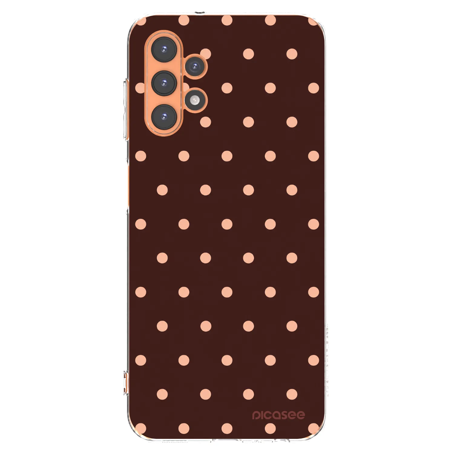 Picasee silikónový prehľadný obal pre Samsung Galaxy A13 4G A135 - Peach Dots & Chocolate