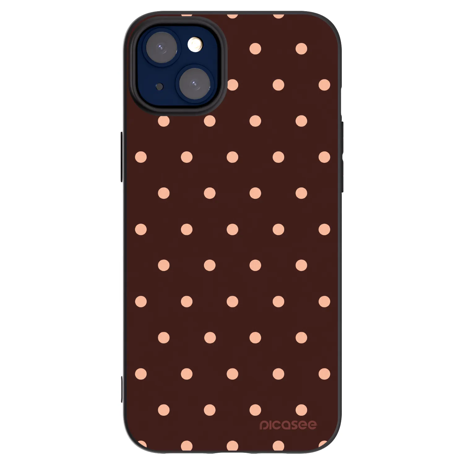 Picasee silikónový čierny obal pre Apple iPhone 14 Plus - Peach Dots & Chocolate