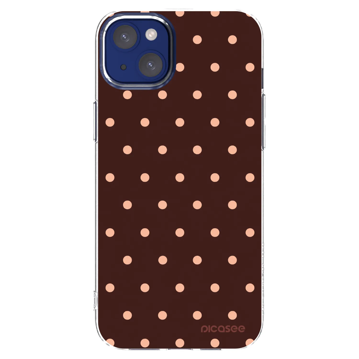 Picasee silikónový prehľadný obal pre Apple iPhone 14 Plus - Peach Dots & Chocolate