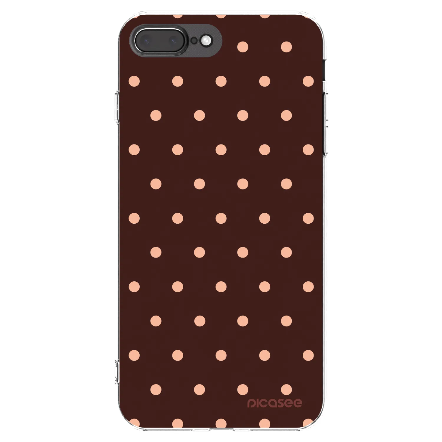 Picasee silikónový prehľadný obal pre Apple iPhone 8 Plus - Peach Dots & Chocolate