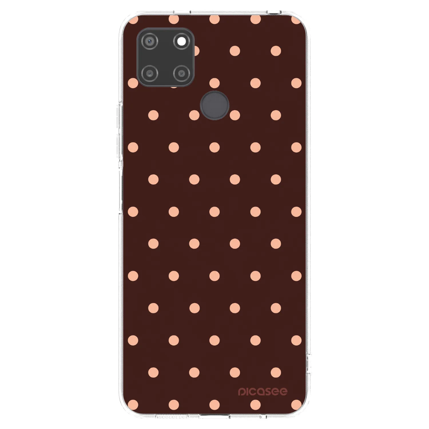 Picasee silikónový prehľadný obal pre Realme C21Y - Peach Dots & Chocolate