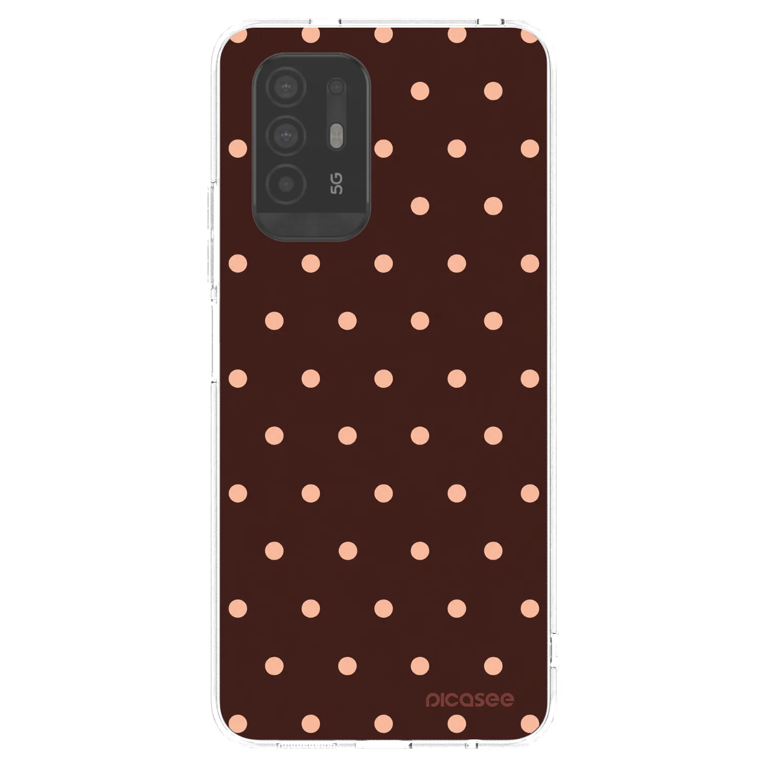 Picasee silikónový prehľadný obal pre OPPO A94 5G - Peach Dots & Chocolate